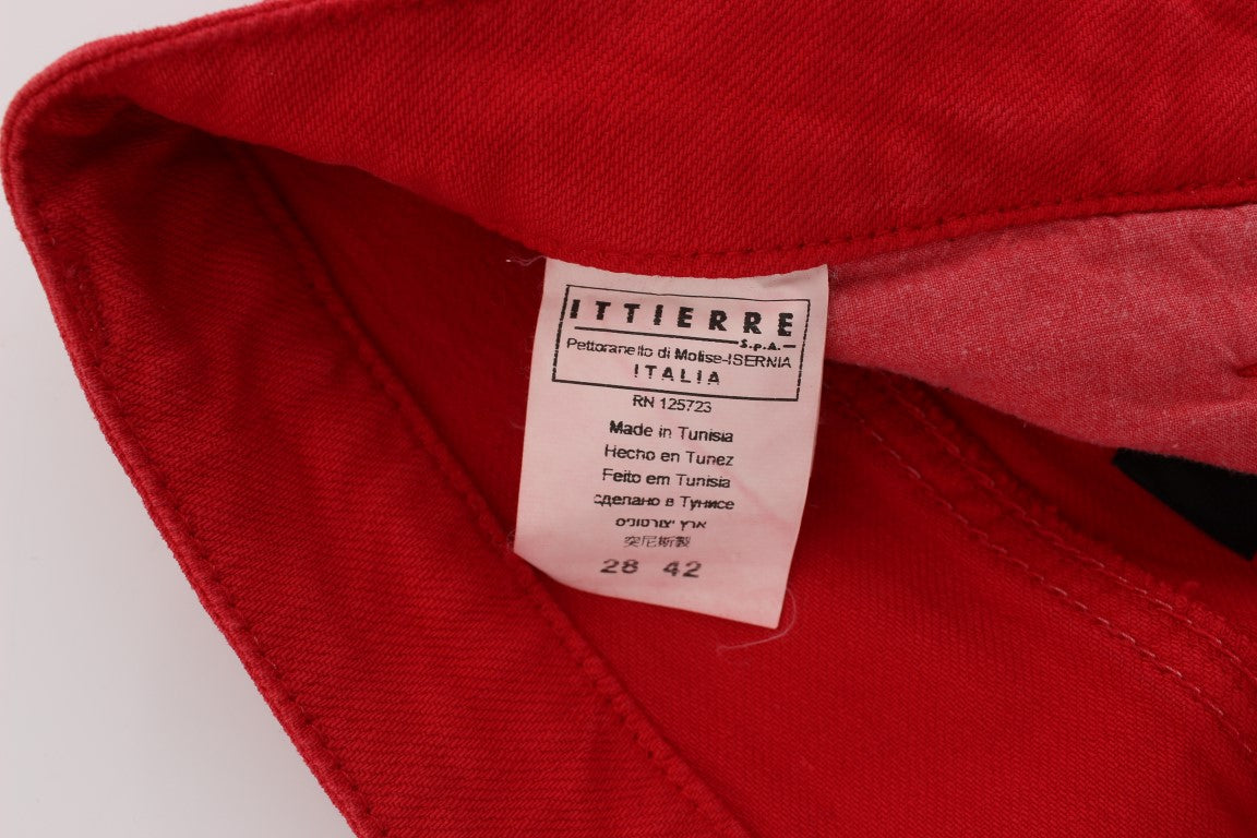 Costume National Red Cotton Blend Super Slim Fit Jeans - Whispers Of Wisdom Clothing