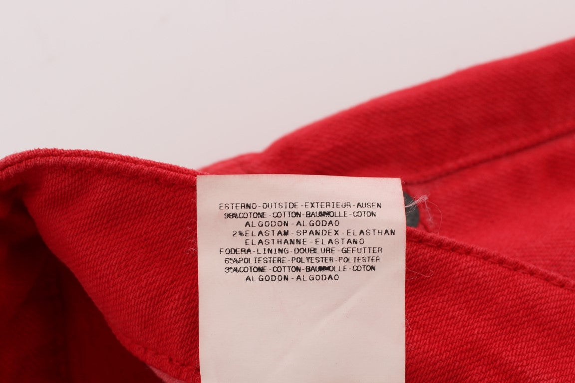 Costume National Red Cotton Blend Super Slim Fit Jeans - Whispers Of Wisdom Clothing