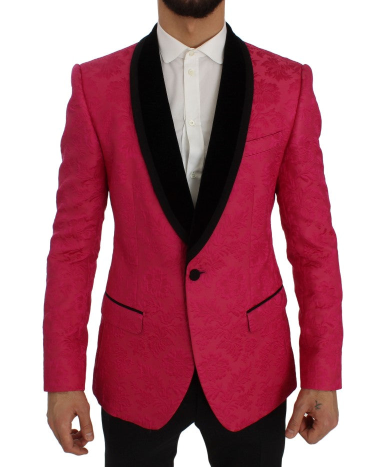 Dolce & Gabbana Pink Floral Brocade Slim Blazer Jacket - Whispers Of Wisdom Clothing