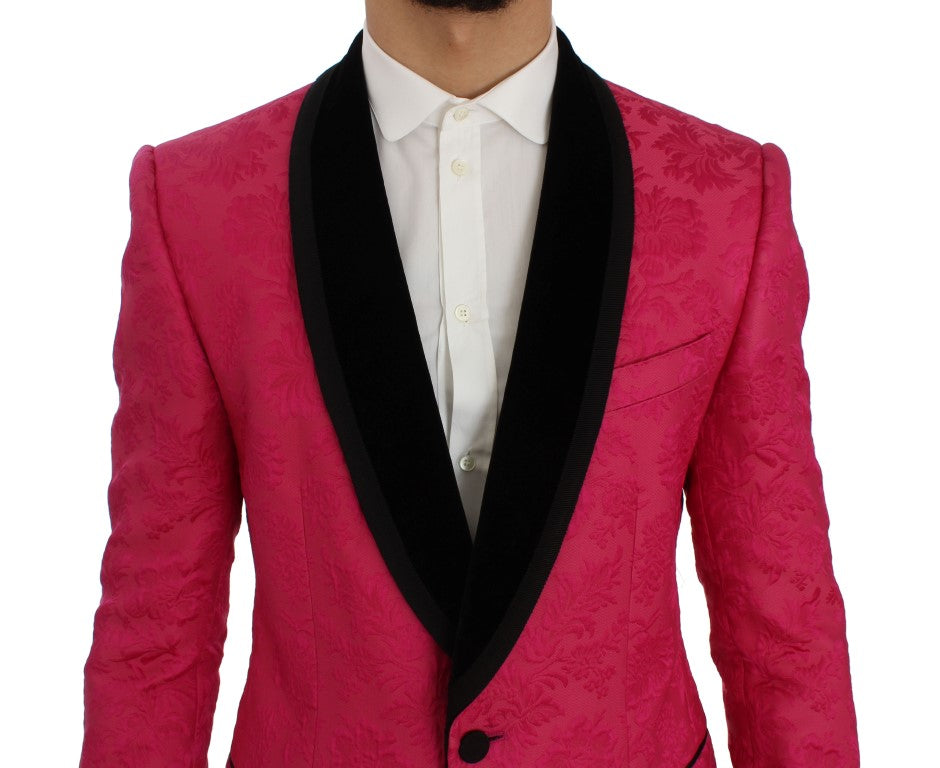 Dolce & Gabbana Pink Floral Brocade Slim Blazer Jacket - Whispers Of Wisdom Clothing