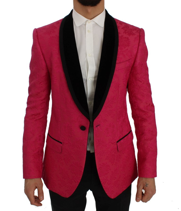 Dolce & Gabbana Pink Floral Brocade Slim Blazer Jacket - Whispers Of Wisdom Clothing