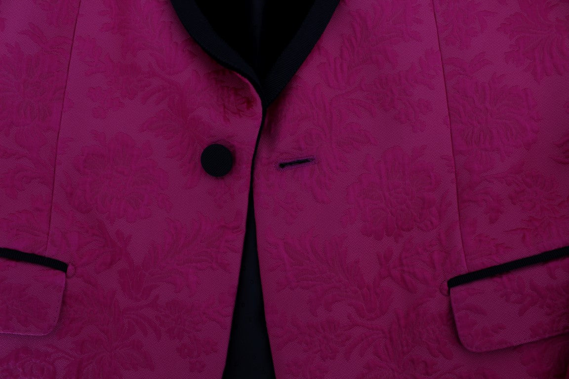 Dolce & Gabbana Pink Floral Brocade Slim Blazer Jacket - Whispers Of Wisdom Clothing