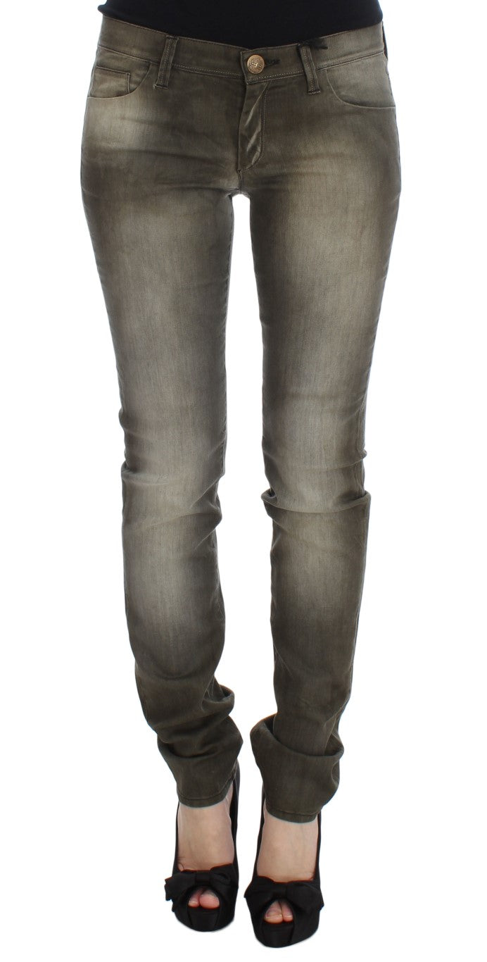 Ermanno Scervino Gray Wash Cotton Blend Slim Fit Jeans - Whispers Of Wisdom Clothing