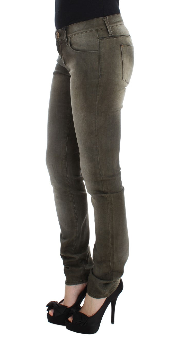 Ermanno Scervino Gray Wash Cotton Blend Slim Fit Jeans - Whispers Of Wisdom Clothing