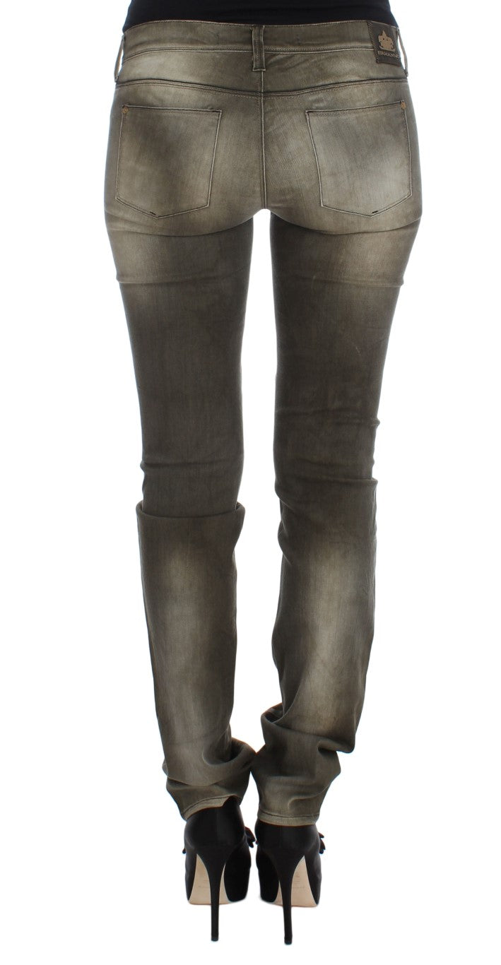 Ermanno Scervino Gray Wash Cotton Blend Slim Fit Jeans - Whispers Of Wisdom Clothing