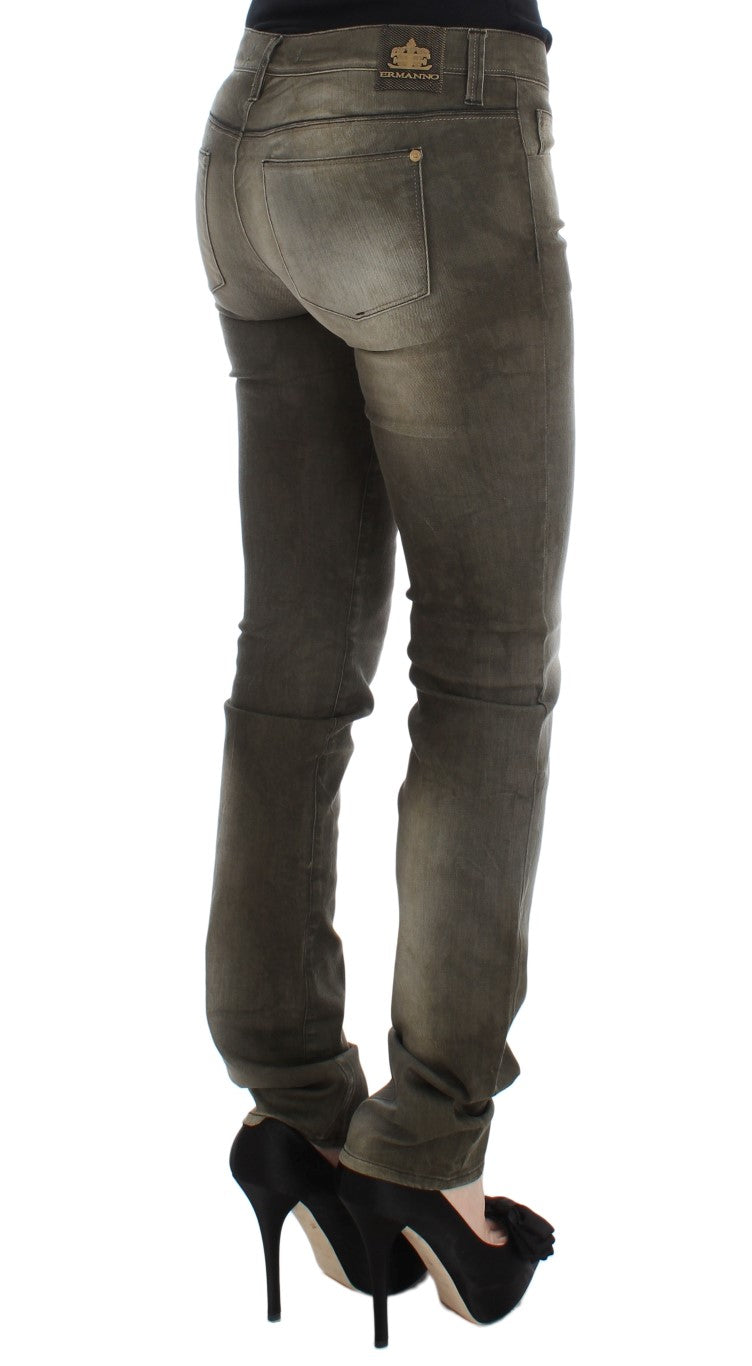 Ermanno Scervino Gray Wash Cotton Blend Slim Fit Jeans - Whispers Of Wisdom Clothing