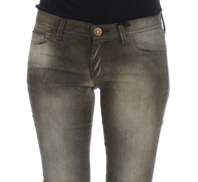 Ermanno Scervino Gray Wash Cotton Blend Slim Fit Jeans - Whispers Of Wisdom Clothing