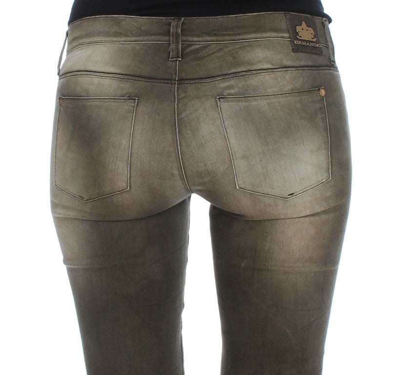 Ermanno Scervino Gray Wash Cotton Blend Slim Fit Jeans - Whispers Of Wisdom Clothing