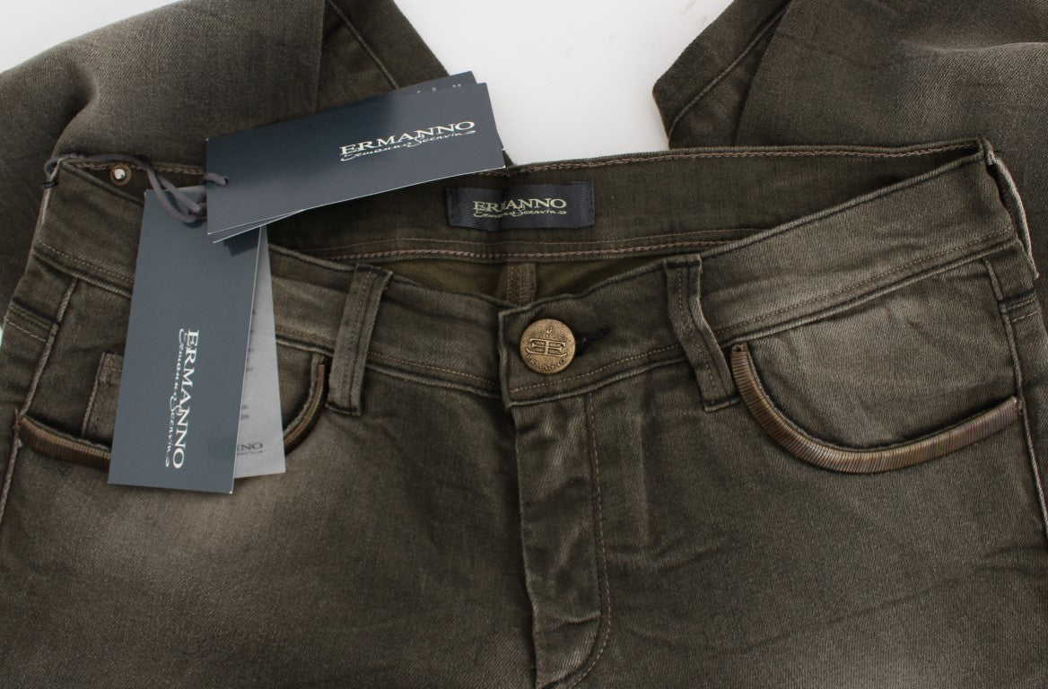 Ermanno Scervino Gray Wash Cotton Blend Slim Fit Jeans - Whispers Of Wisdom Clothing