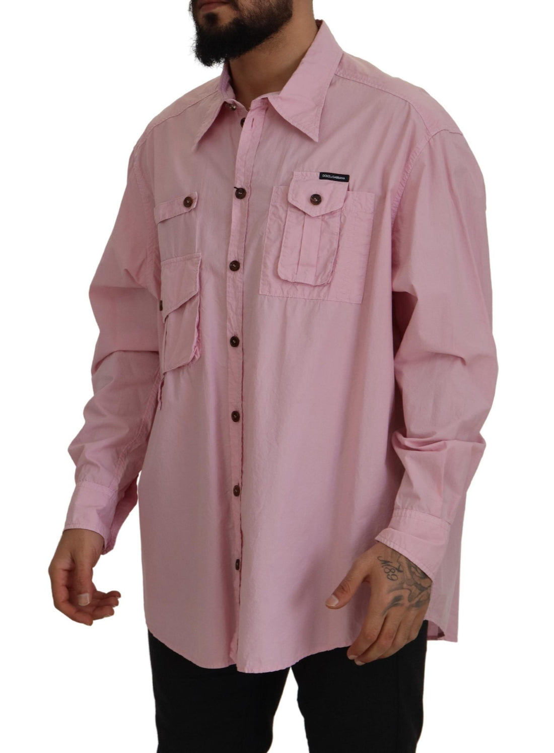 Dolce & Gabbana Pink Casual Button Down Long Sleeves Shirt - Whispers Of Wisdom Clothing