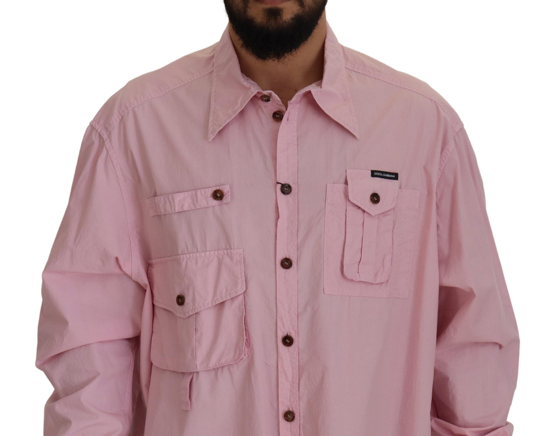 Dolce & Gabbana Pink Casual Button Down Long Sleeves Shirt - Whispers Of Wisdom Clothing