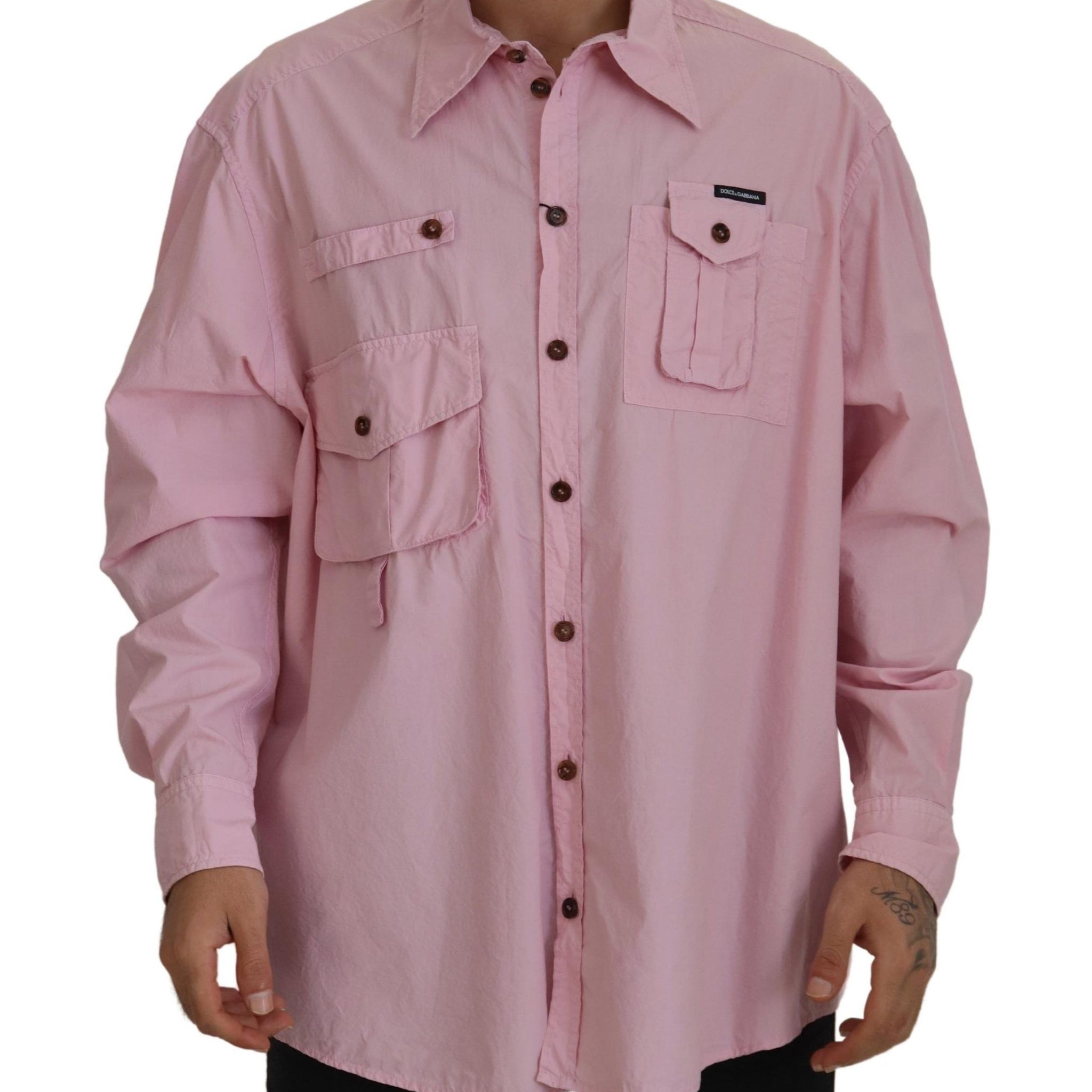Dolce & Gabbana Pink Casual Button Down Long Sleeves Shirt - Whispers Of Wisdom Clothing