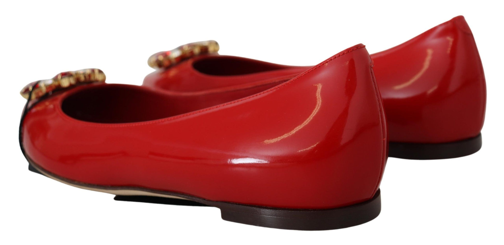 Dolce & Gabbana Red Leather Crystals Loafers Flats Shoes - Whispers Of Wisdom Clothing