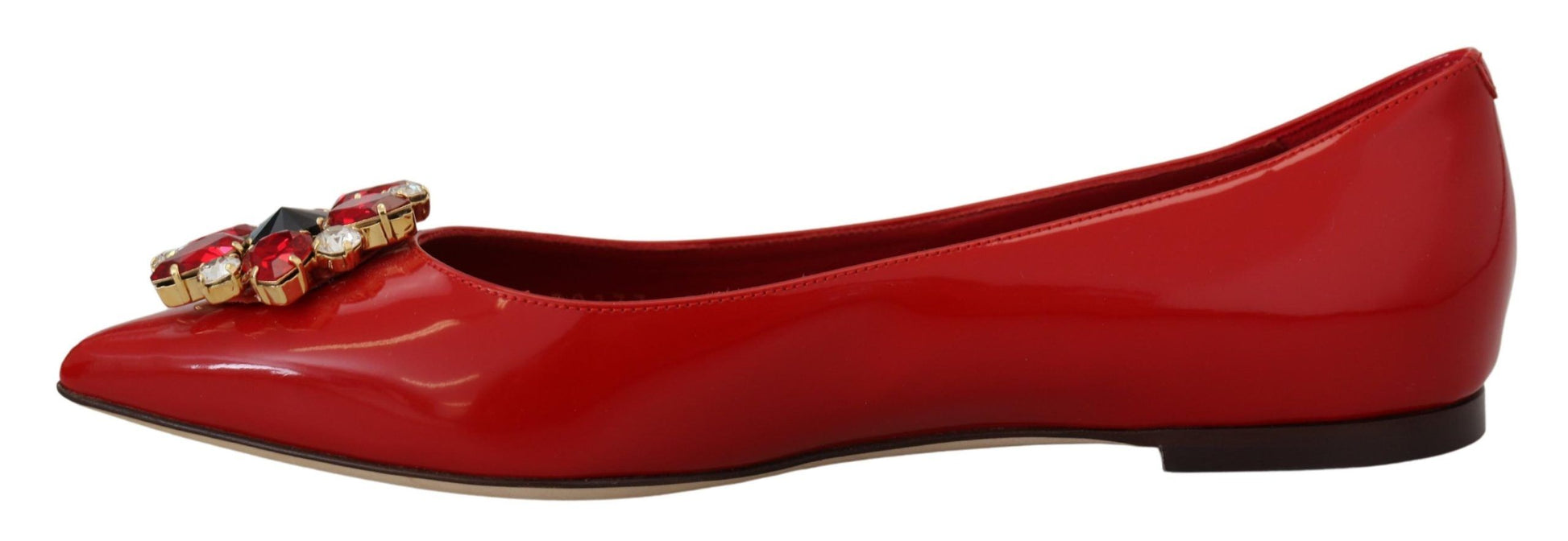 Dolce & Gabbana Red Leather Crystals Loafers Flats Shoes - Whispers Of Wisdom Clothing