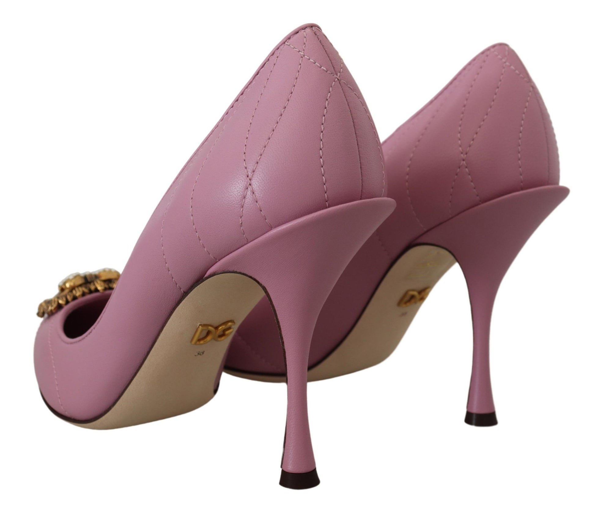 Dolce & Gabbana Pink Leather Heart DEVOTION Heels Pumps Shoes - Whispers Of Wisdom Clothing