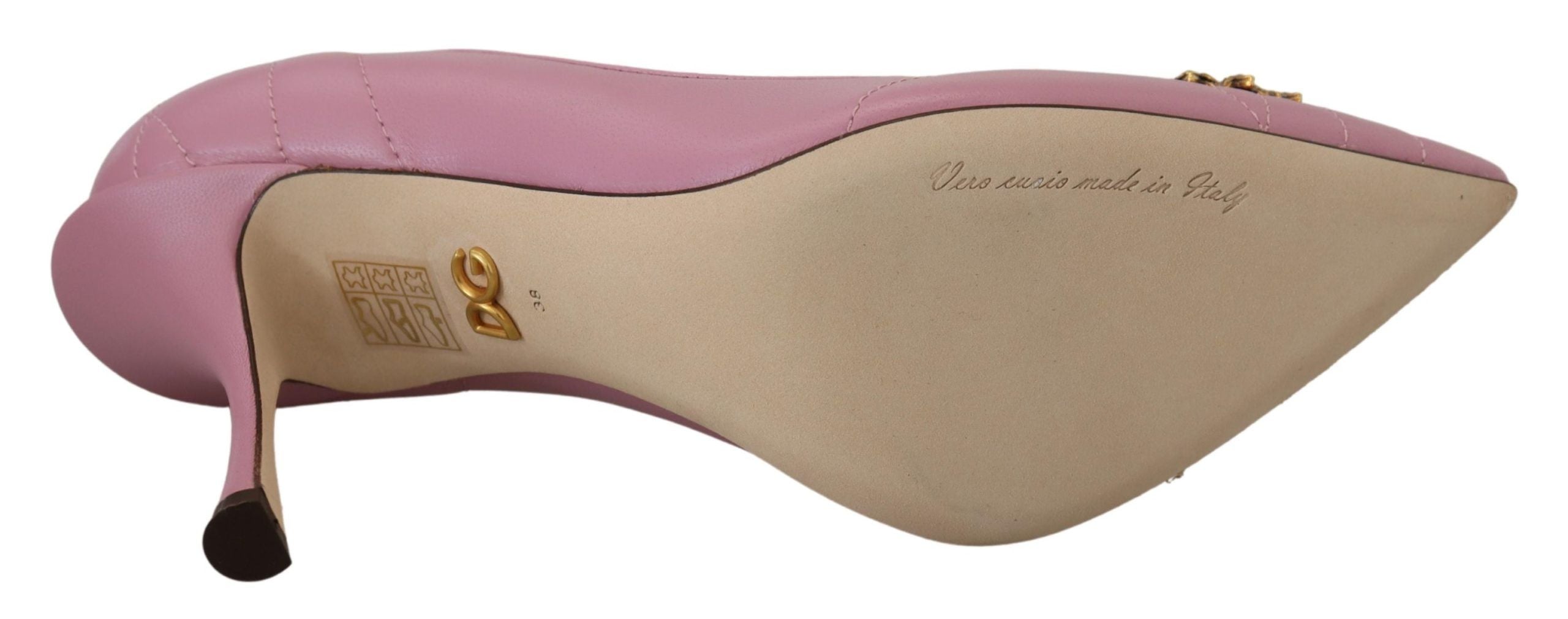 Dolce & Gabbana Pink Leather Heart DEVOTION Heels Pumps Shoes - Whispers Of Wisdom Clothing