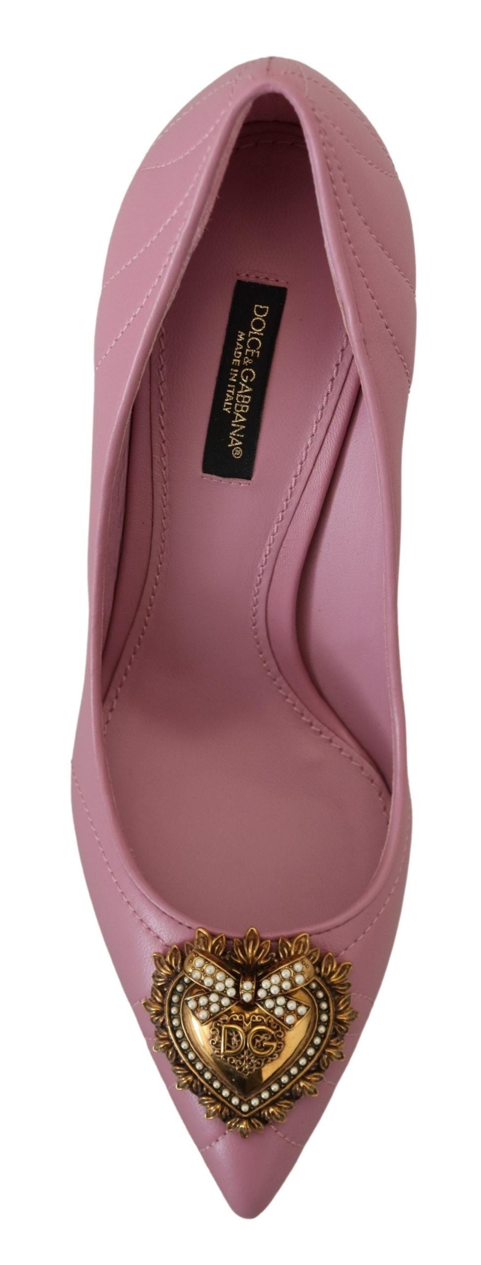 Dolce & Gabbana Pink Leather Heart DEVOTION Heels Pumps Shoes - Whispers Of Wisdom Clothing