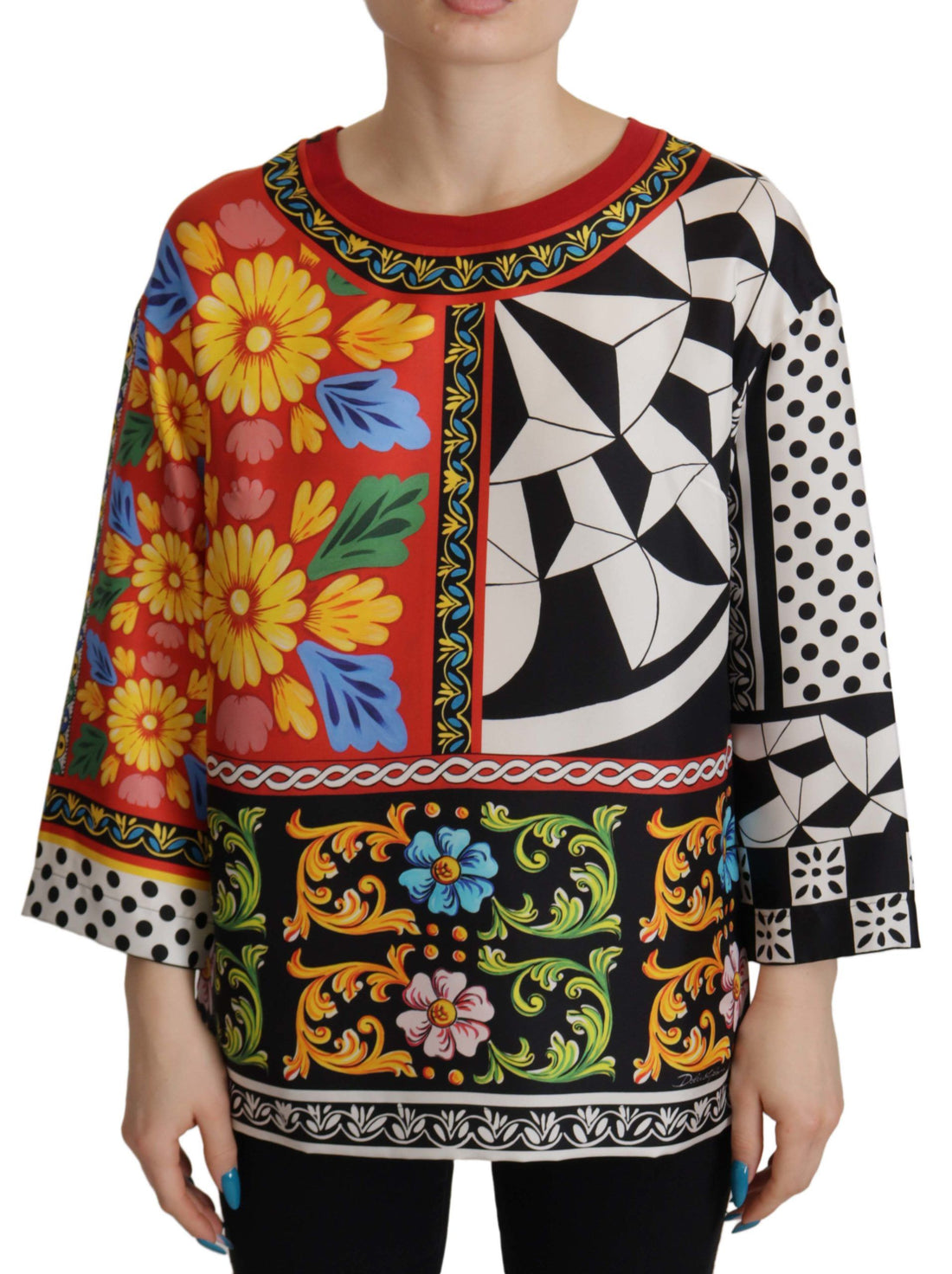 Dolce & Gabbana Multicolor Printed Baroque Loose Long Sleeve - Whispers Of Wisdom Clothing