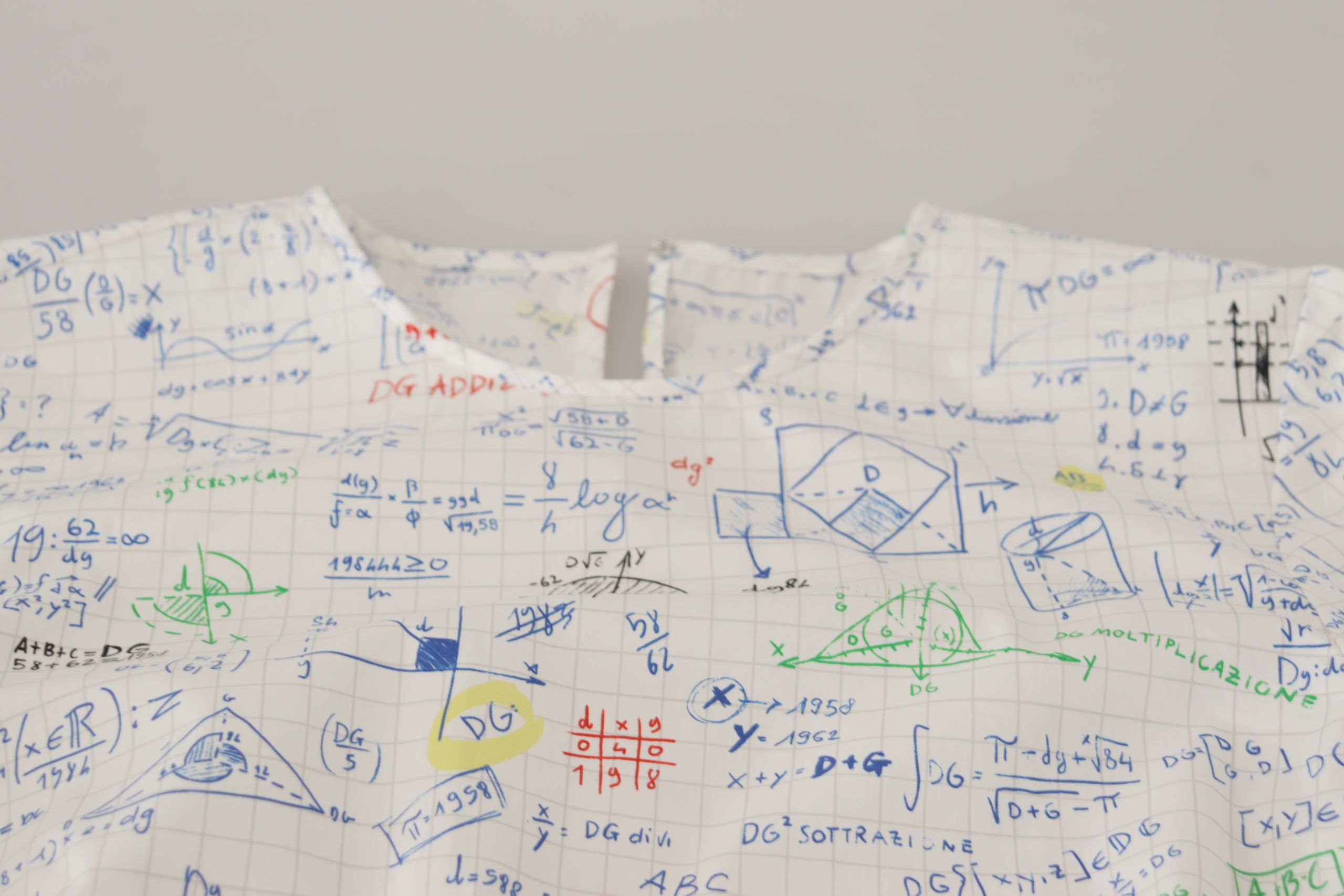 Dolce & Gabbana White Cotton Algebra Print Short Sleeves Top - Whispers Of Wisdom Clothing