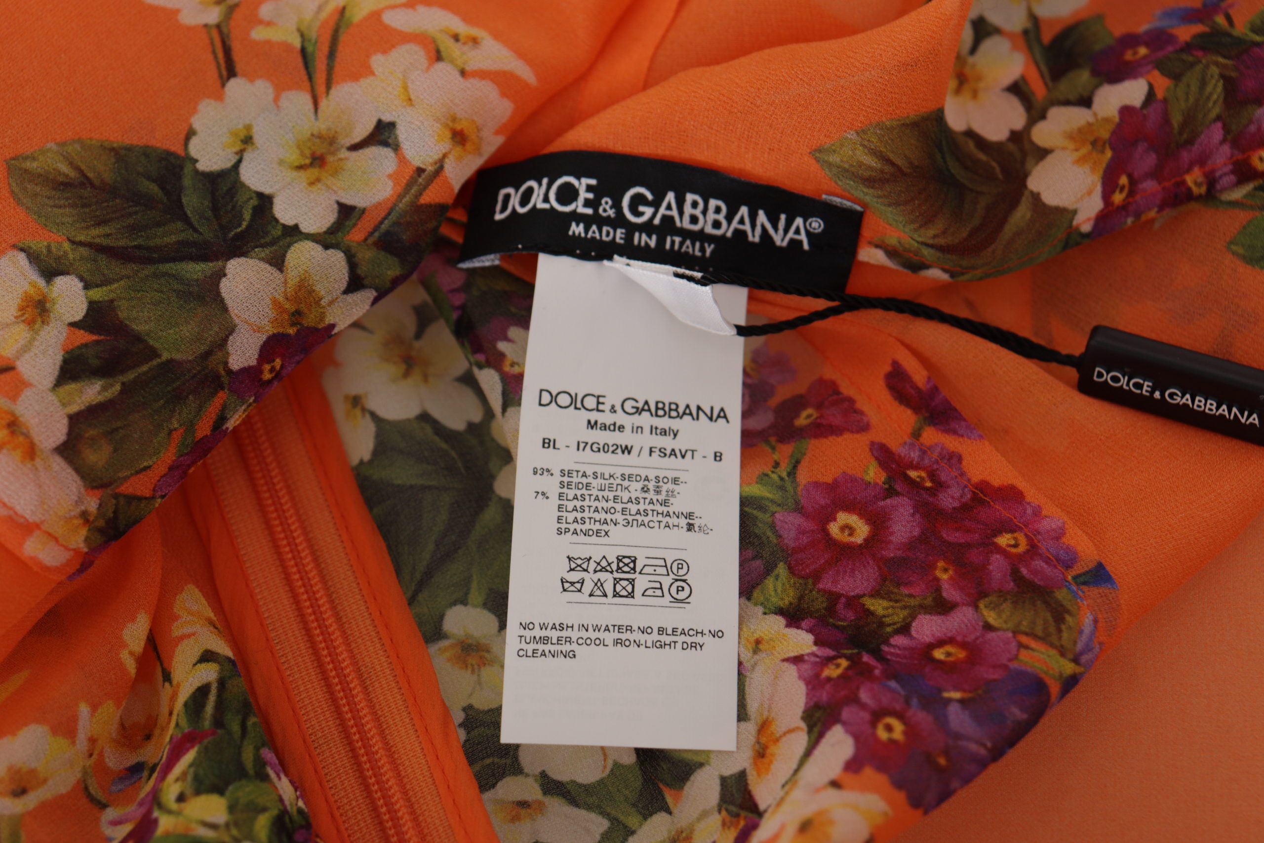 Dolce & Gabbana Orange Floral Print Long Sleeve Blouse - Whispers Of Wisdom Clothing