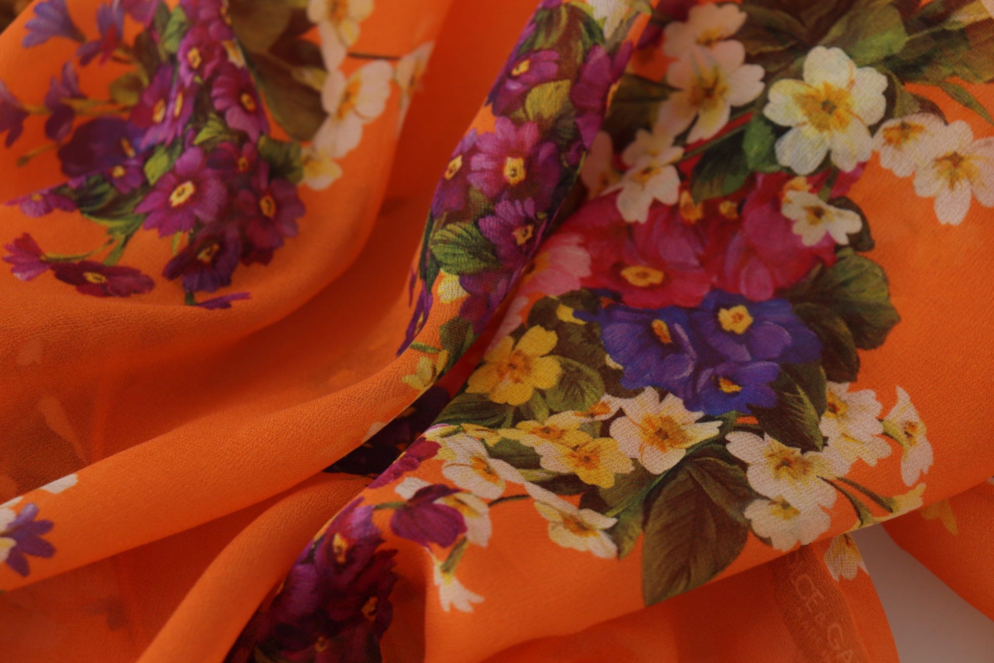 Dolce & Gabbana Orange Floral Print Long Sleeve Blouse - Whispers Of Wisdom Clothing