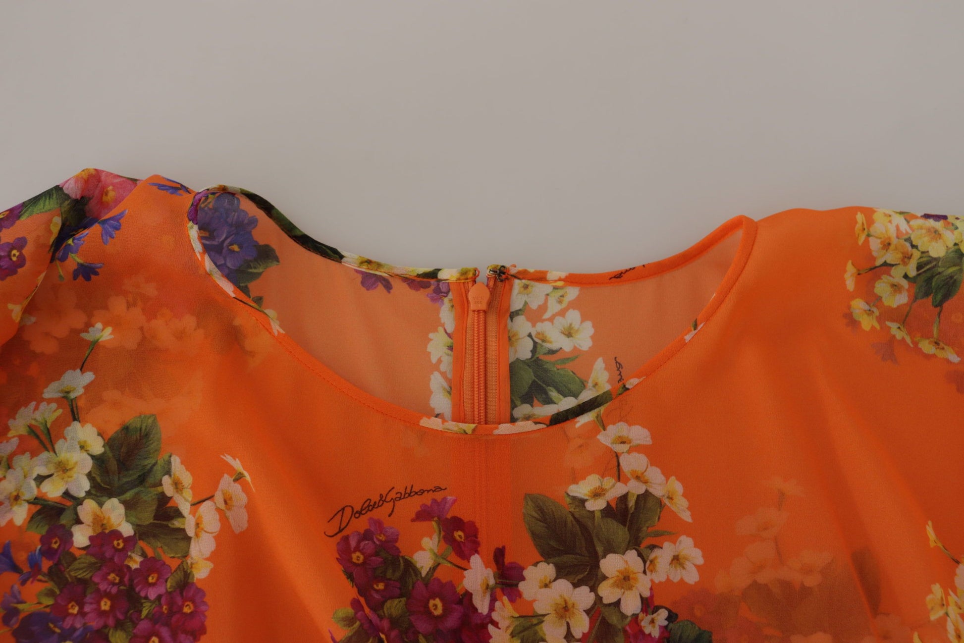 Dolce & Gabbana Orange Floral Print Long Sleeve Blouse - Whispers Of Wisdom Clothing