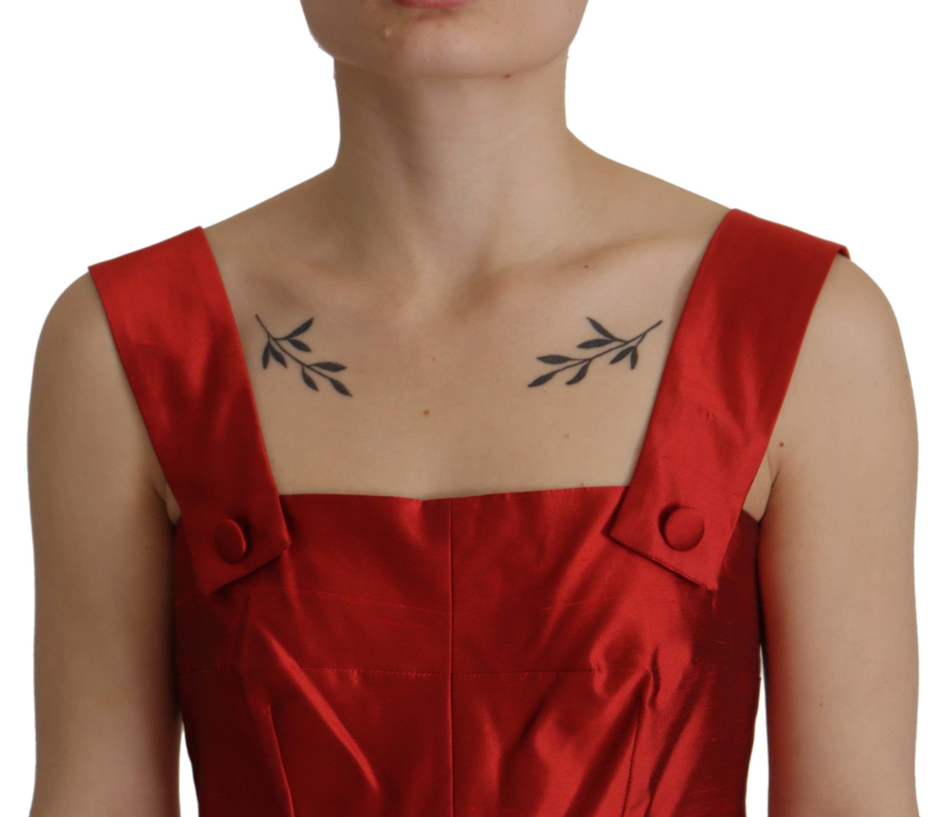 Dolce & Gabbana Red A-line Pleated Satin Silk Dress - Whispers Of Wisdom Clothing