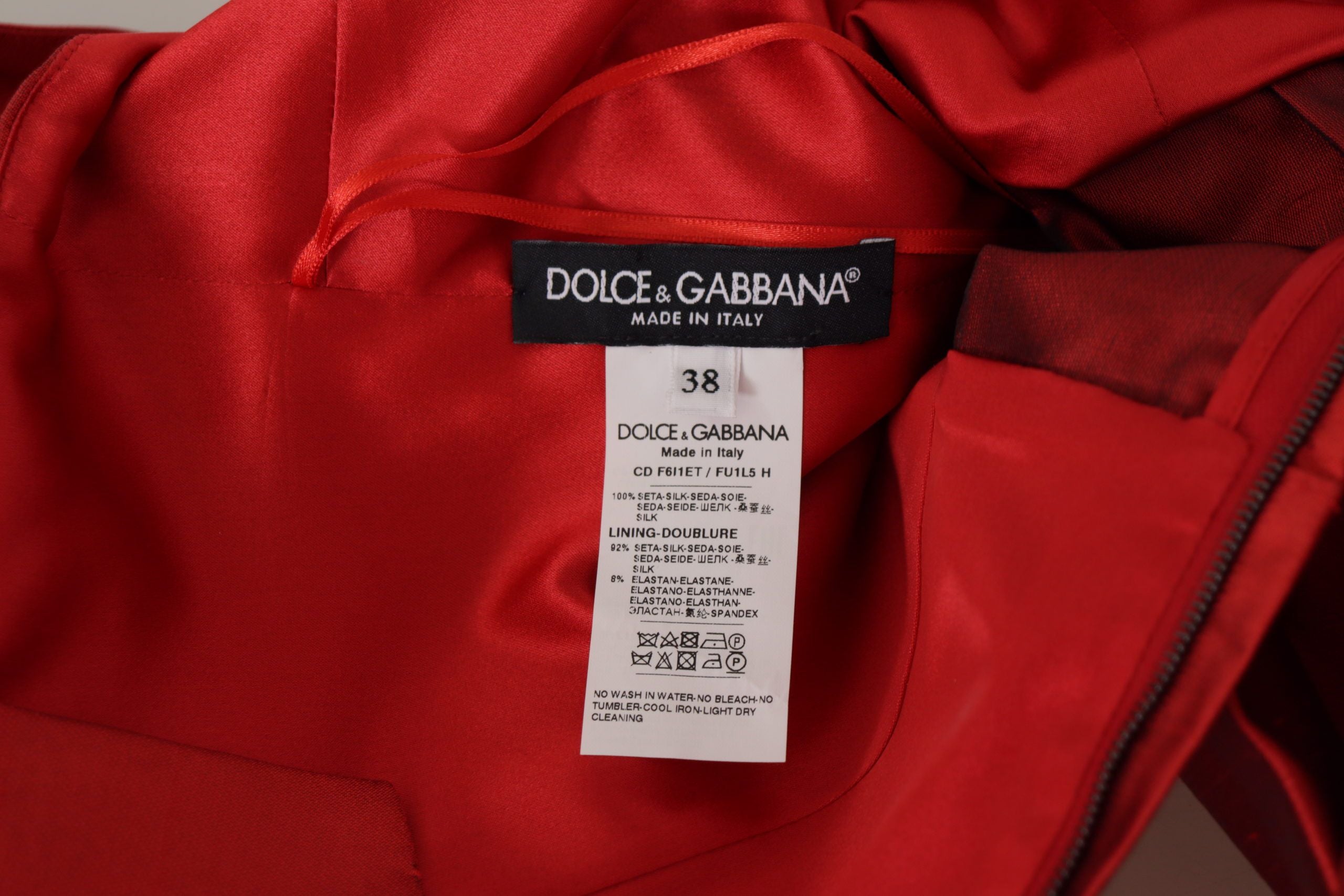 Dolce & Gabbana Red A-line Pleated Satin Silk Dress - Whispers Of Wisdom Clothing
