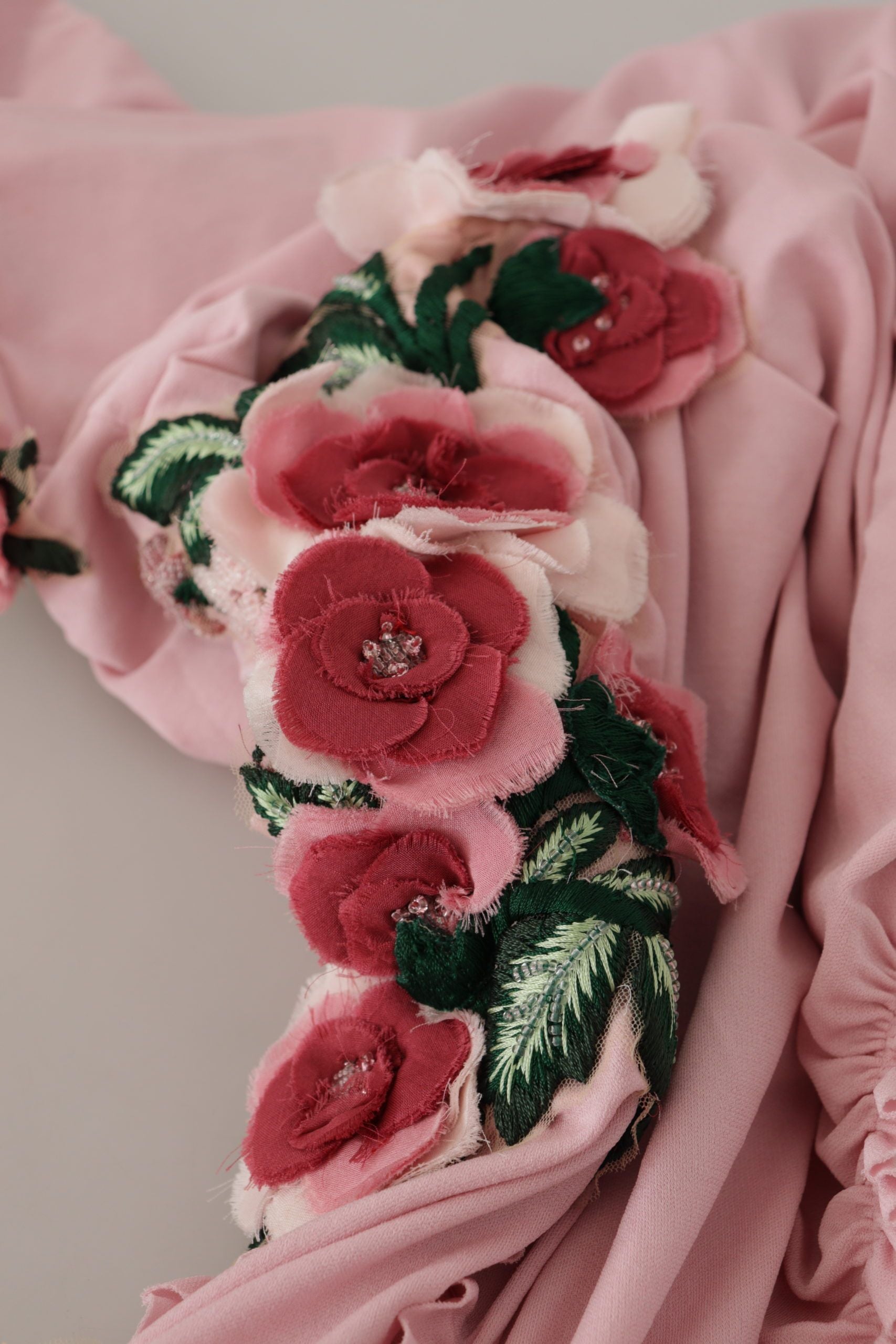 Dolce & Gabbana Pink Flower Embellished One Shoulder Dress - Whispers Of Wisdom Clothing