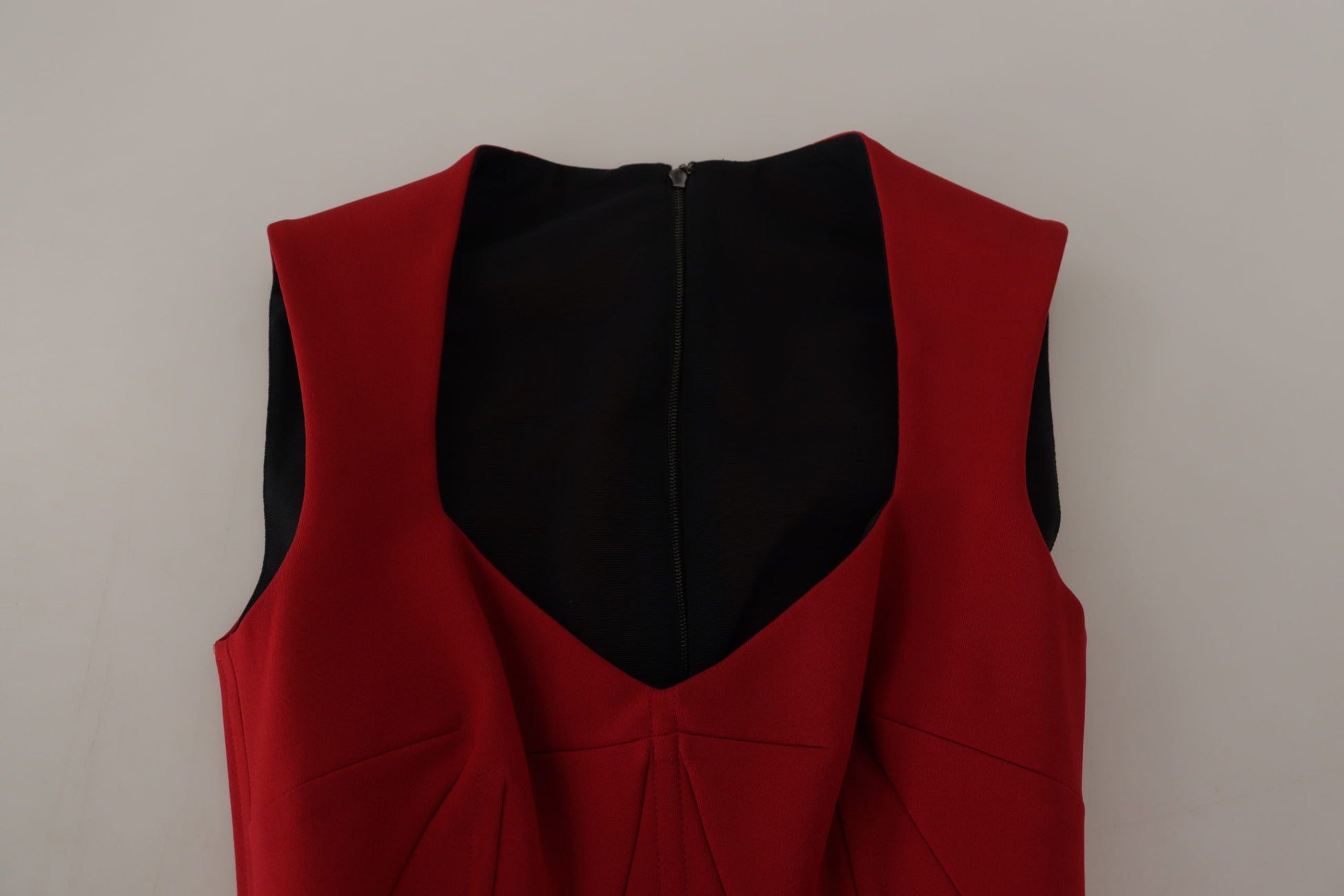 Dolce & Gabbana Red Sweetheart Neck Bodycon Midi Dress - Whispers Of Wisdom Clothing