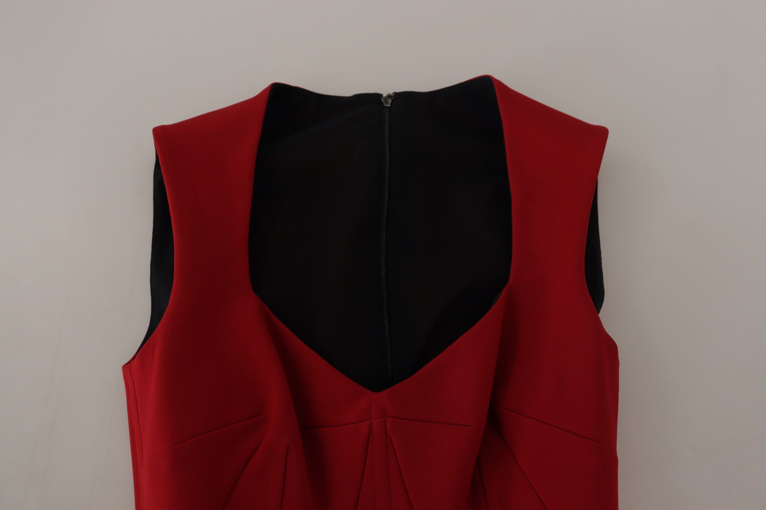 Dolce & Gabbana Red Sweetheart Neck Bodycon Midi Dress - Whispers Of Wisdom Clothing