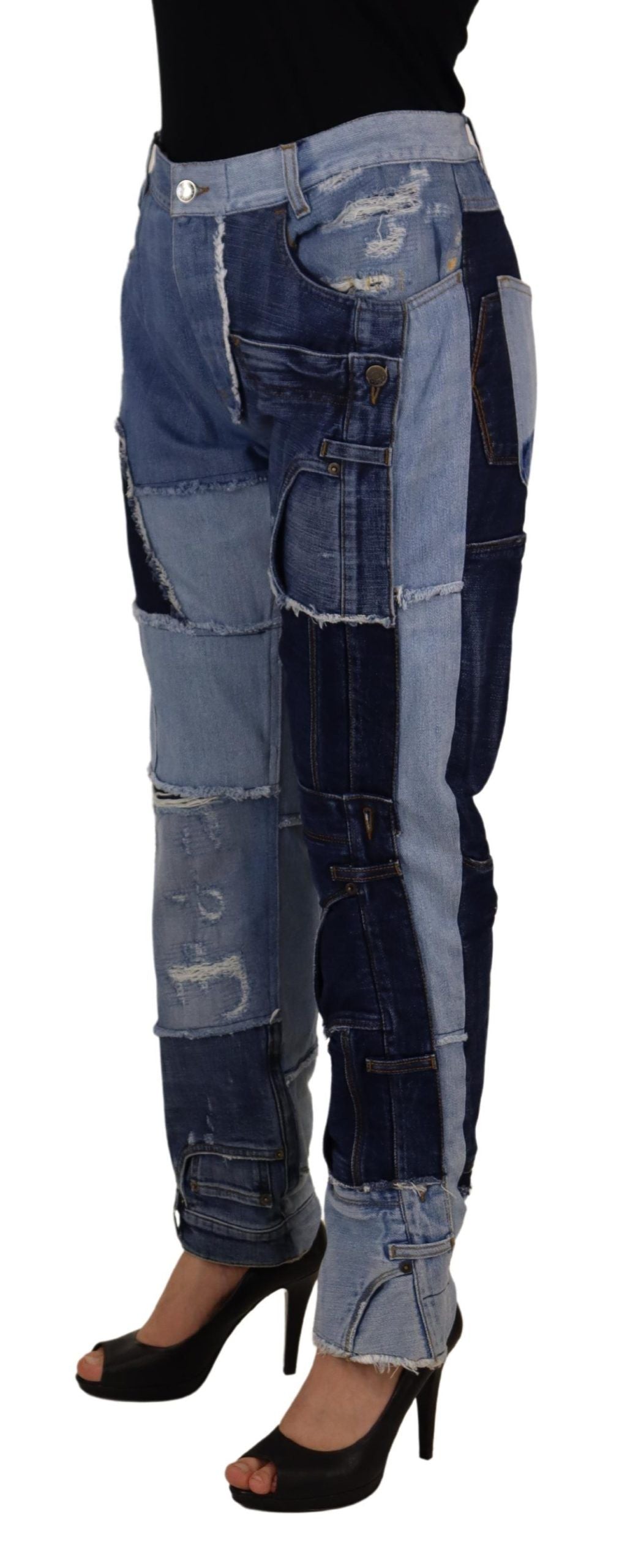 Dolce & Gabbana Multicolor Patchwork High Waist Denim Jeans - Whispers Of Wisdom Clothing