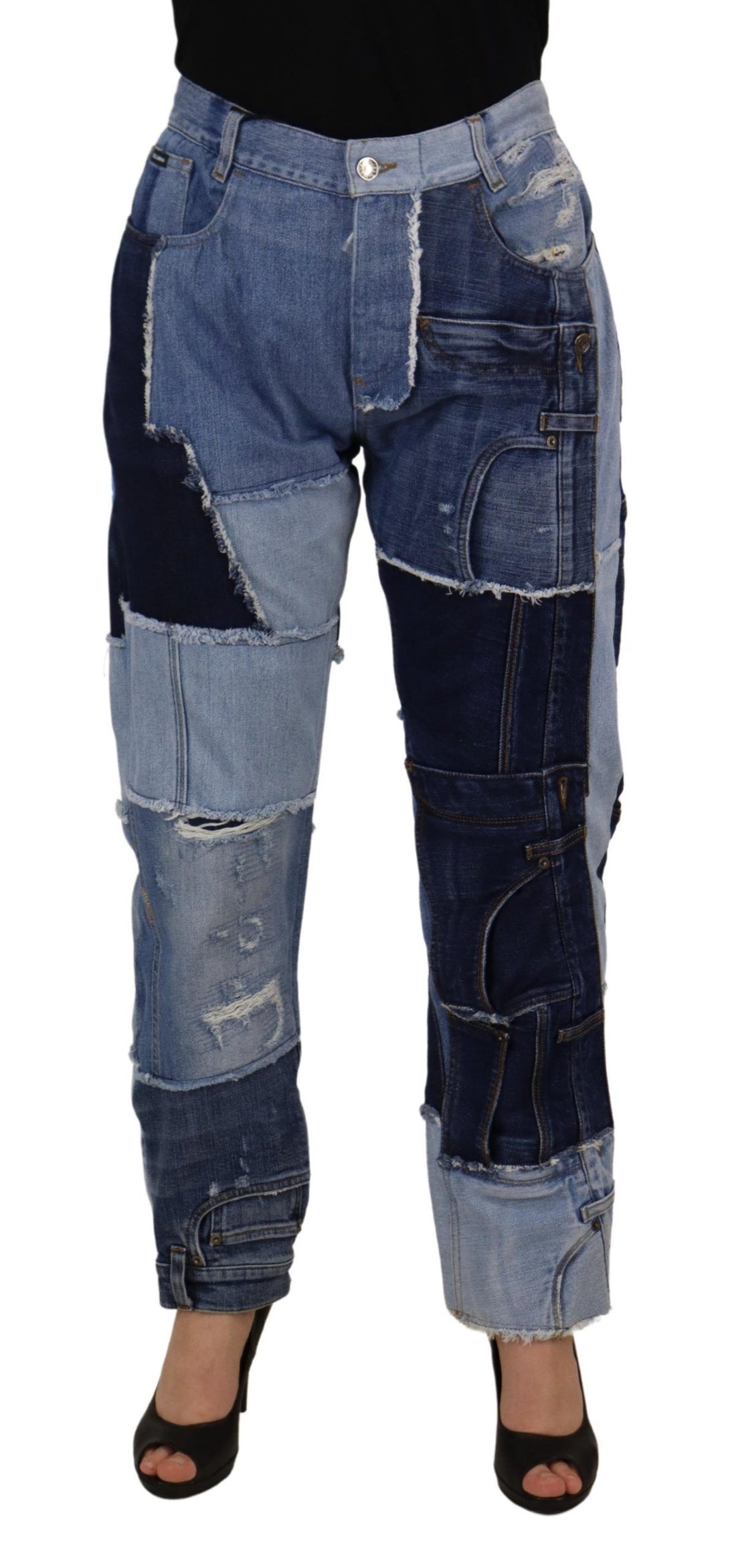 Dolce & Gabbana Multicolor Patchwork High Waist Denim Jeans - Whispers Of Wisdom Clothing