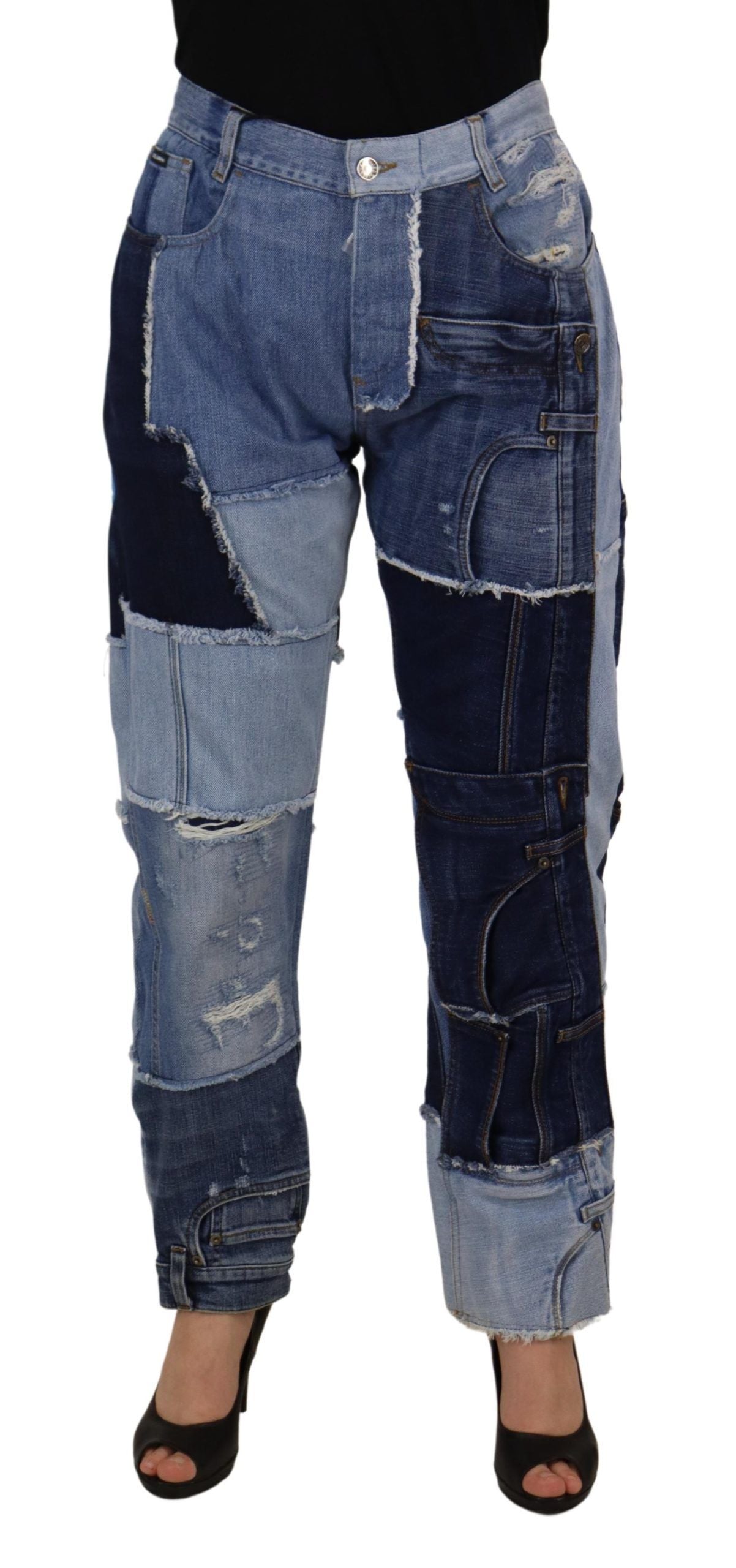 Dolce & Gabbana Multicolor Patchwork High Waist Denim Jeans - Whispers Of Wisdom Clothing