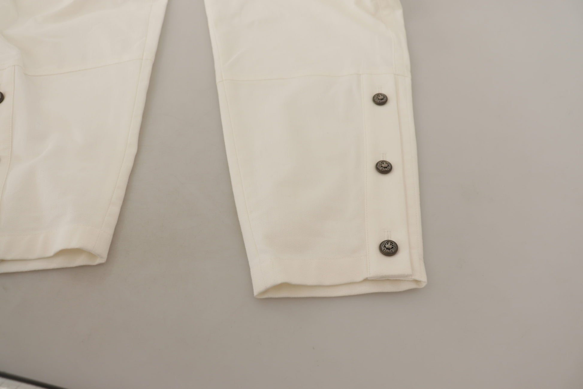 Dolce & Gabbana White High Waist Tapered Women Cotton Pants - Whispers Of Wisdom Clothing