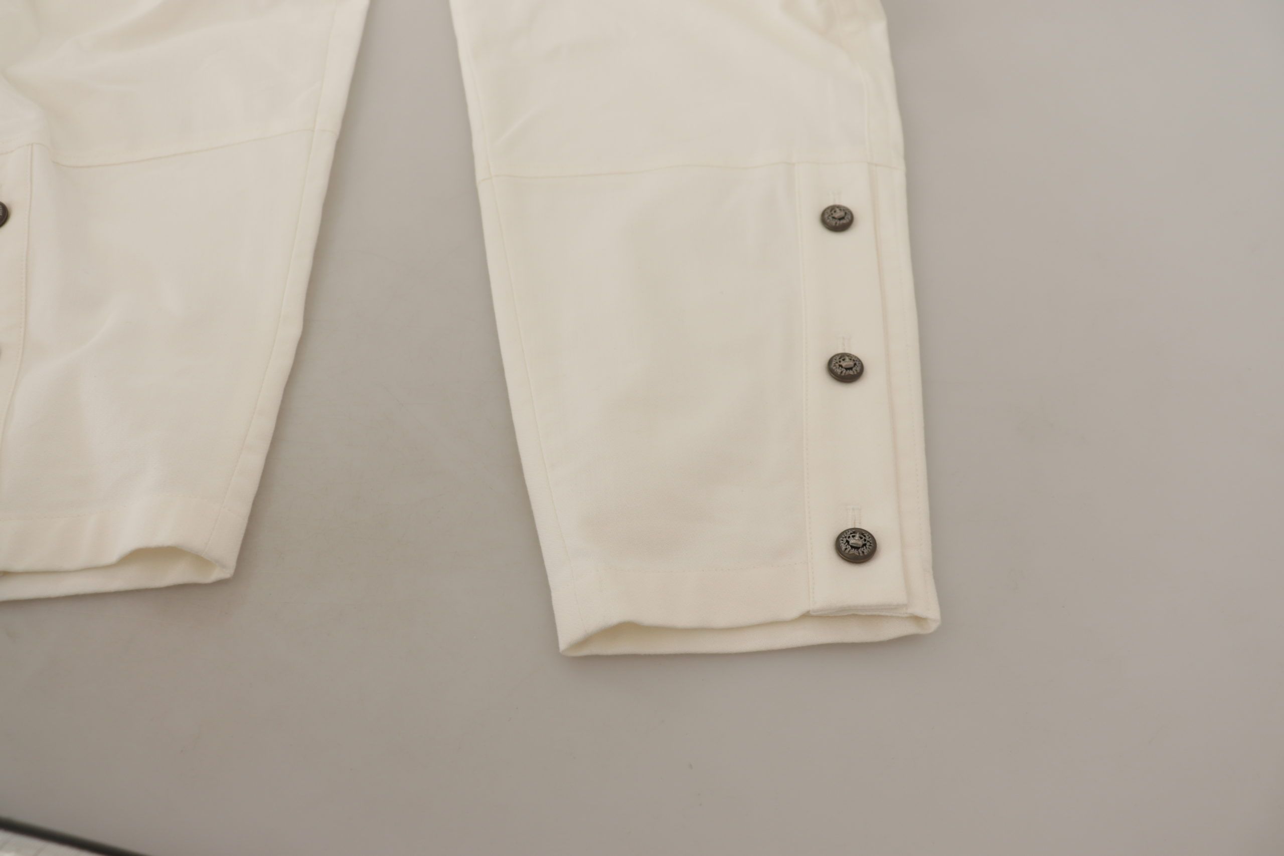 Dolce & Gabbana White High Waist Tapered Women Cotton Pants - Whispers Of Wisdom Clothing