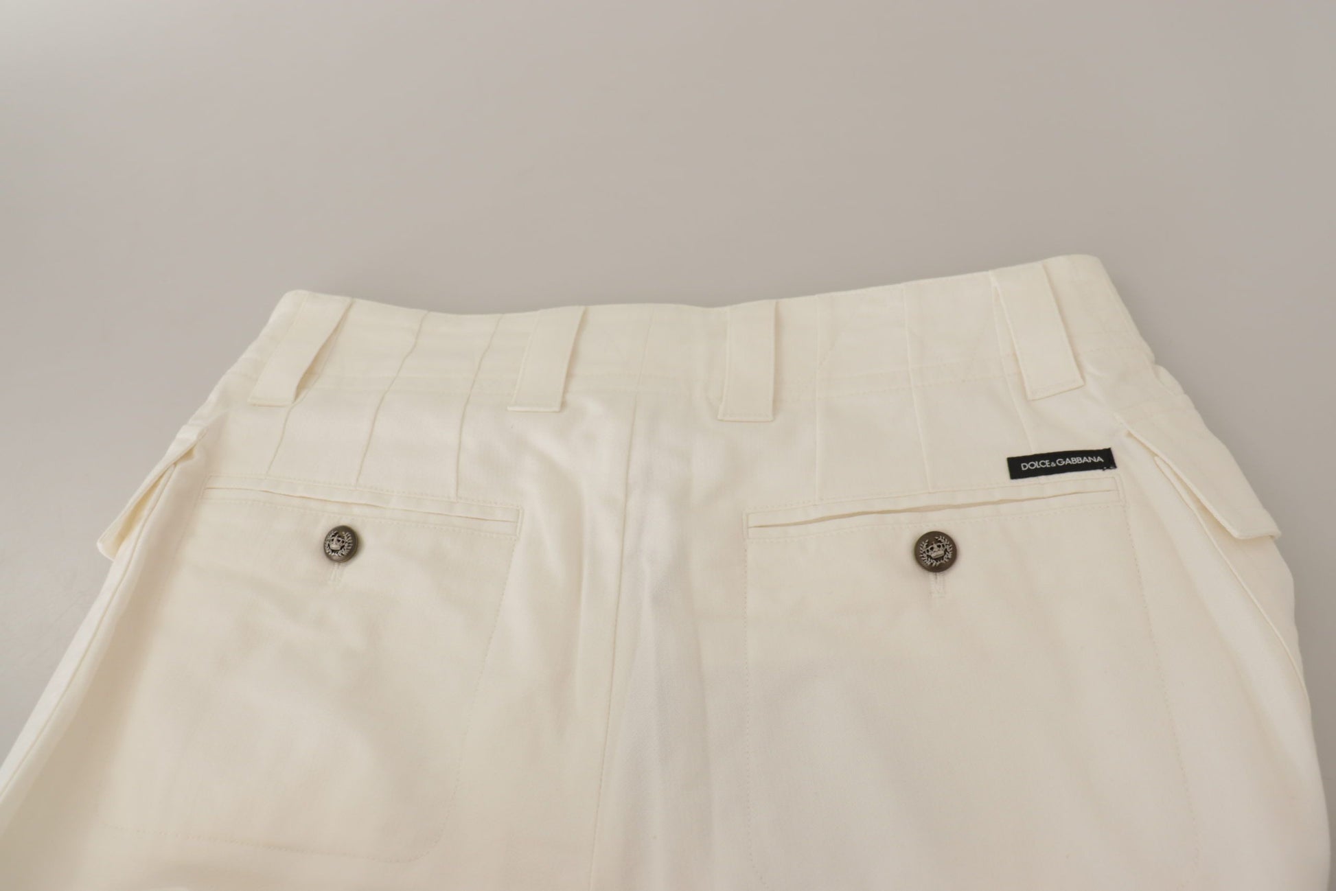Dolce & Gabbana White High Waist Tapered Women Cotton Pants - Whispers Of Wisdom Clothing