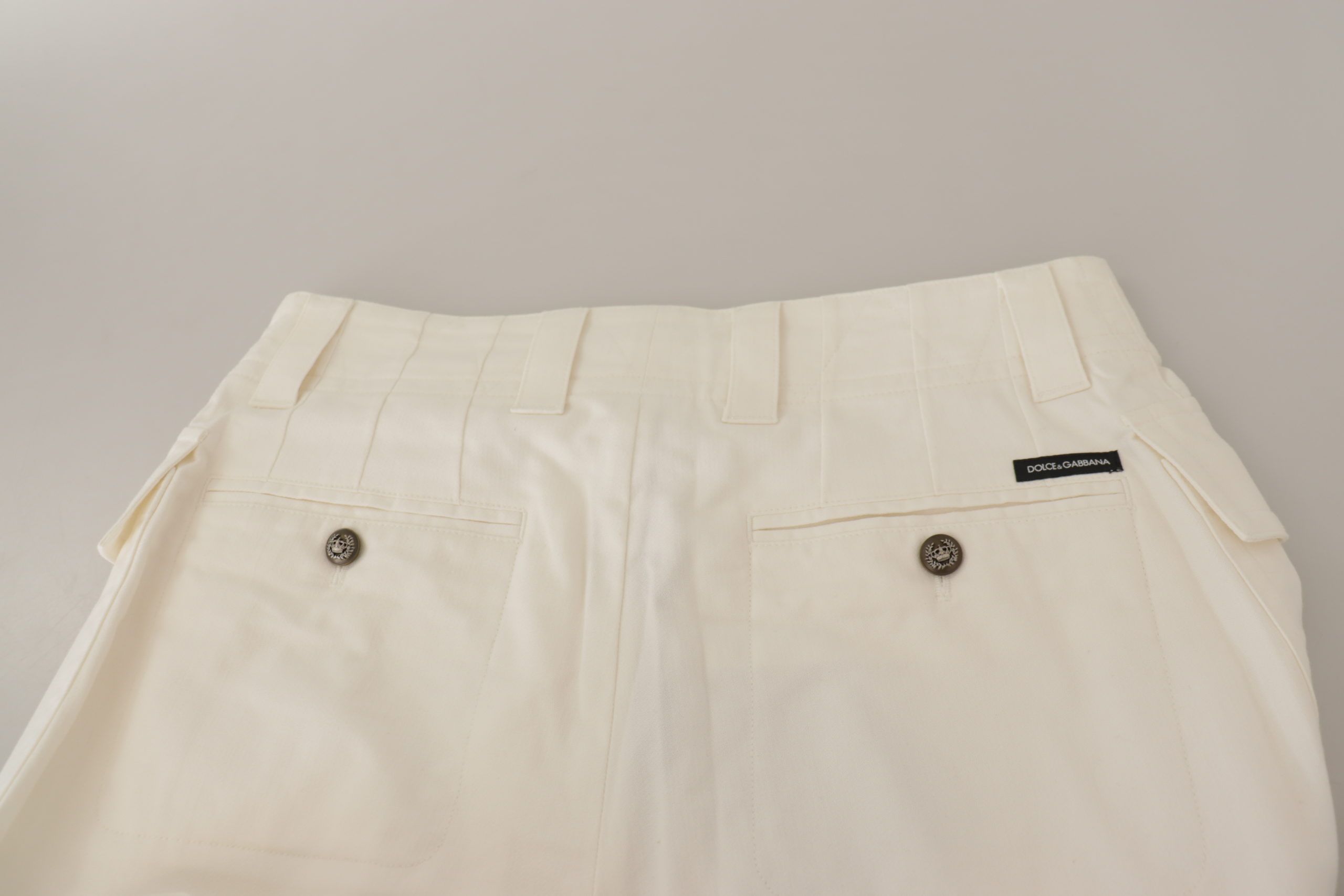 Dolce & Gabbana White High Waist Tapered Women Cotton Pants - Whispers Of Wisdom Clothing