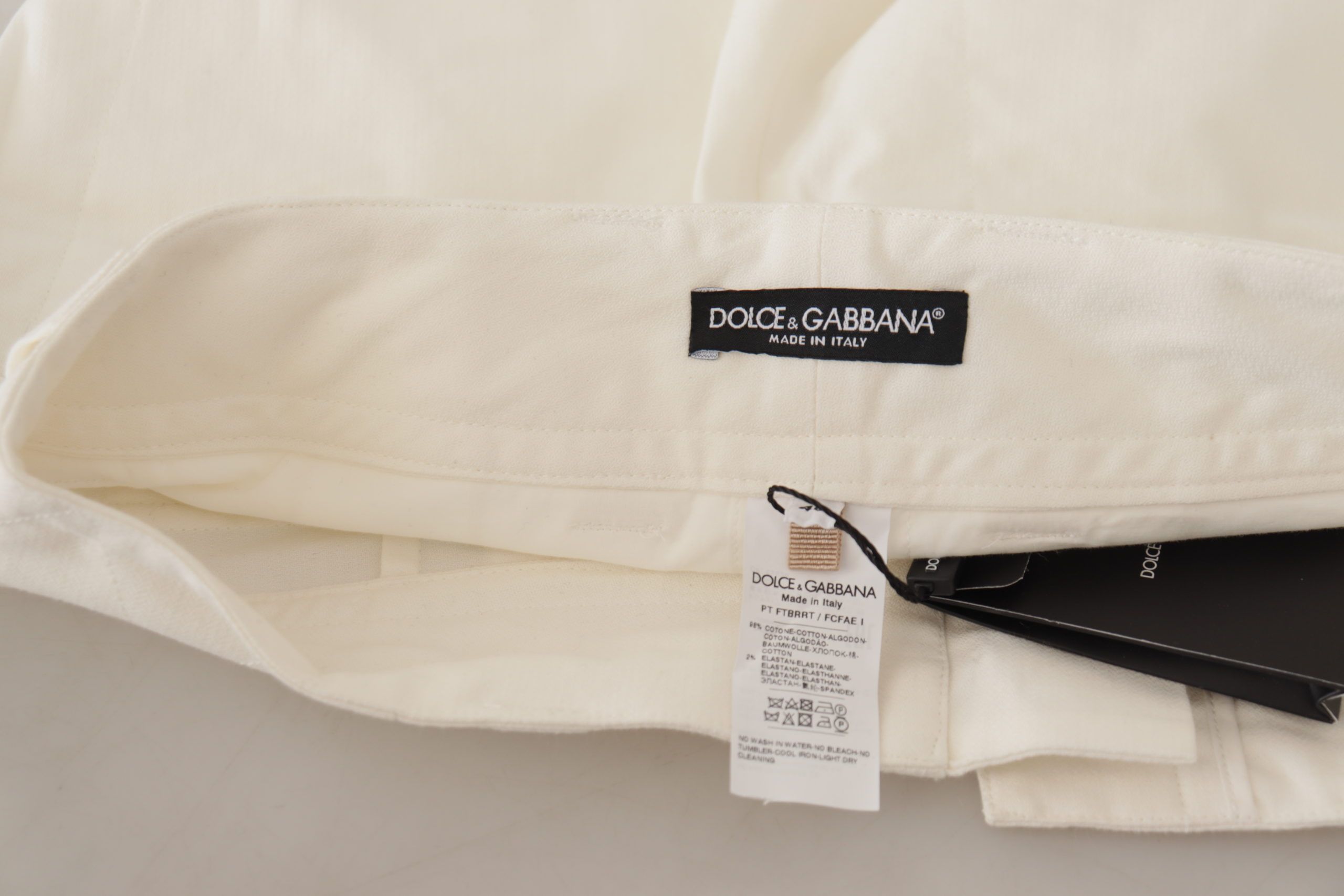 Dolce & Gabbana White High Waist Tapered Women Cotton Pants - Whispers Of Wisdom Clothing
