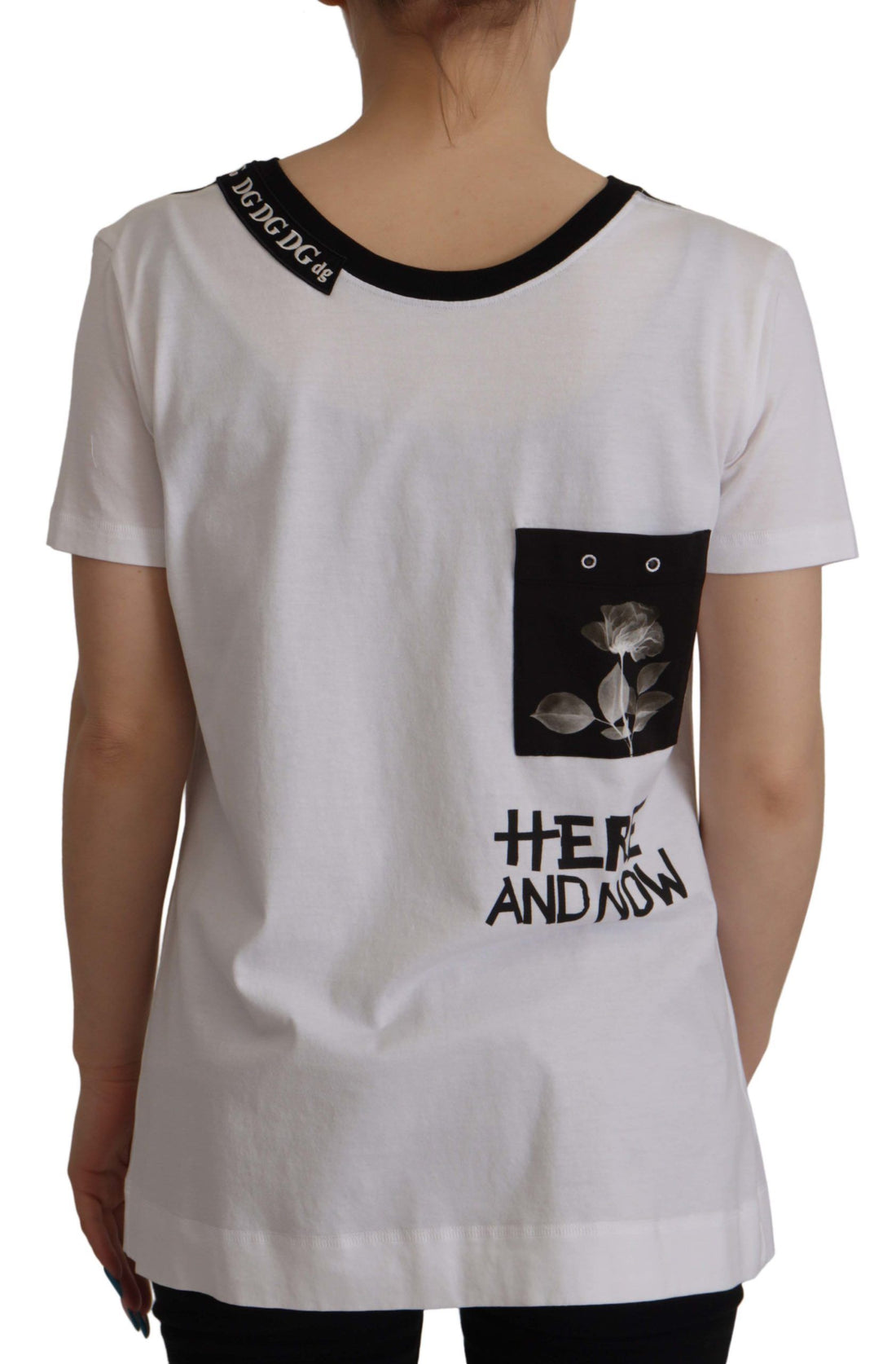 Dolce & Gabbana White Slogan Print Round Neck Cotton  T-shirt - Whispers Of Wisdom Clothing