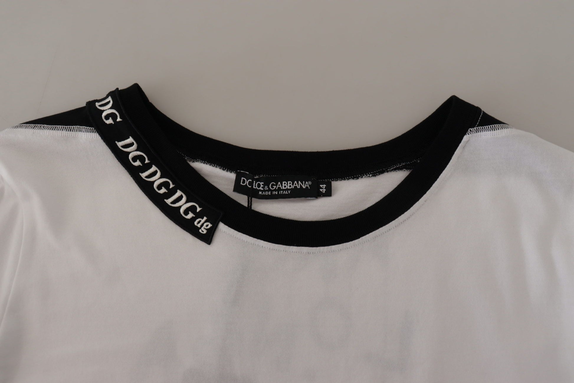 Dolce & Gabbana White Slogan Print Round Neck Cotton  T-shirt - Whispers Of Wisdom Clothing