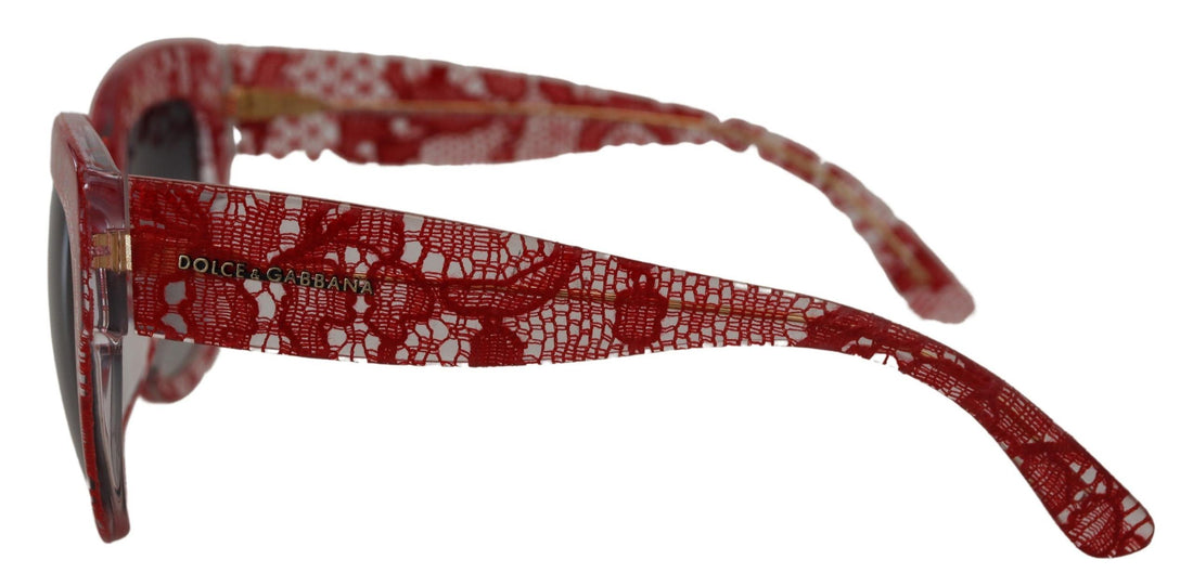 Dolce & Gabbana Red Lace Acetate Rectangle Shades  DG4231F  Sunglasses - Whispers Of Wisdom Clothing