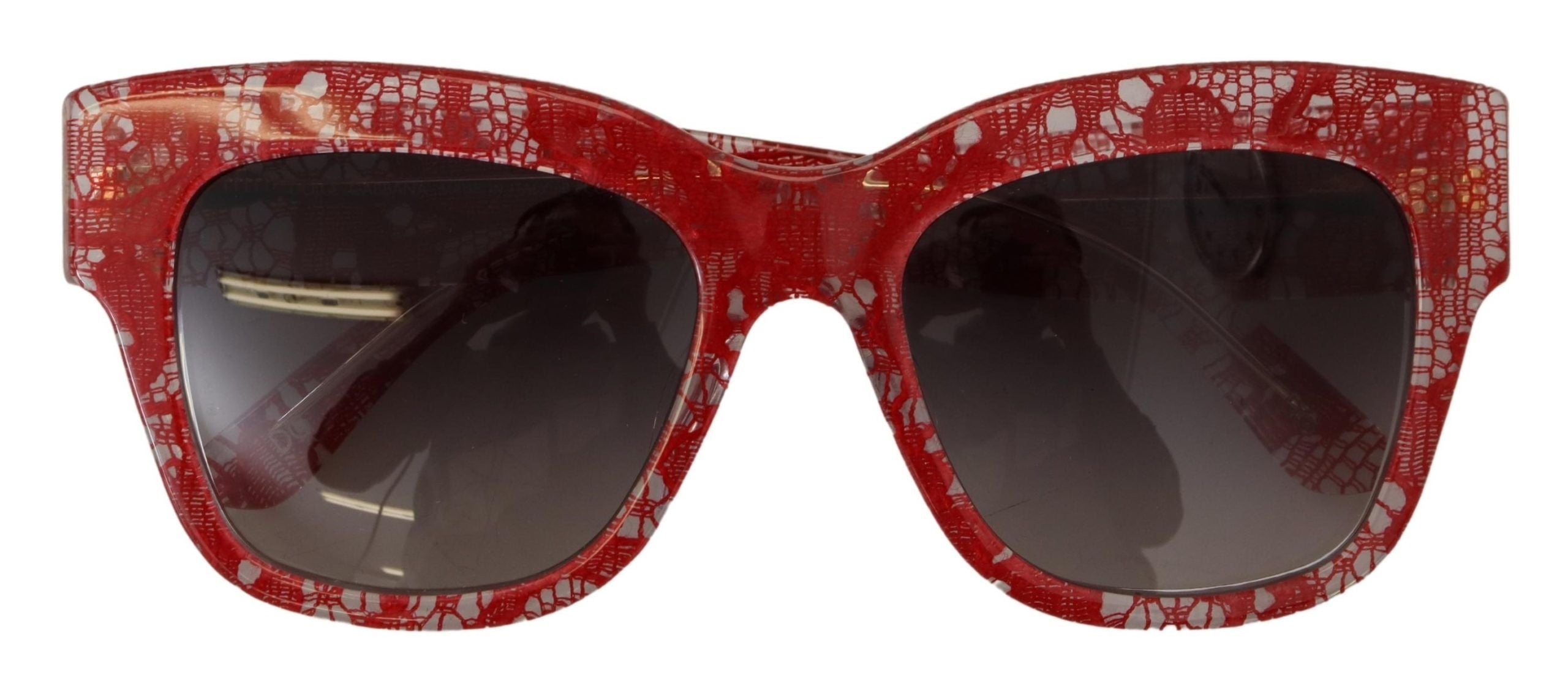 Dolce & Gabbana Red Lace Acetate Rectangle Shades  DG4231F  Sunglasses - Whispers Of Wisdom Clothing