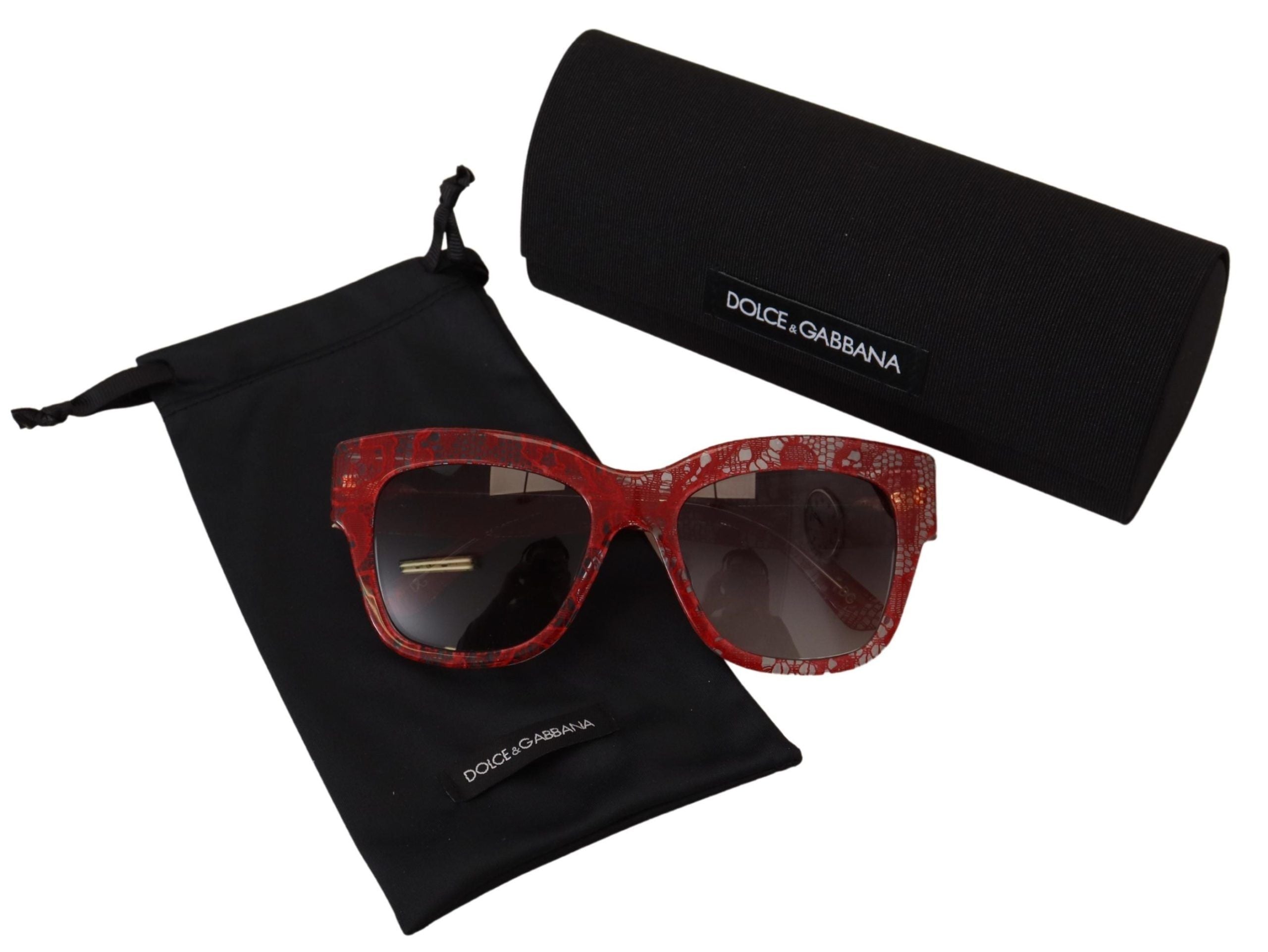 Dolce & Gabbana Red Lace Acetate Rectangle Shades  DG4231F  Sunglasses - Whispers Of Wisdom Clothing