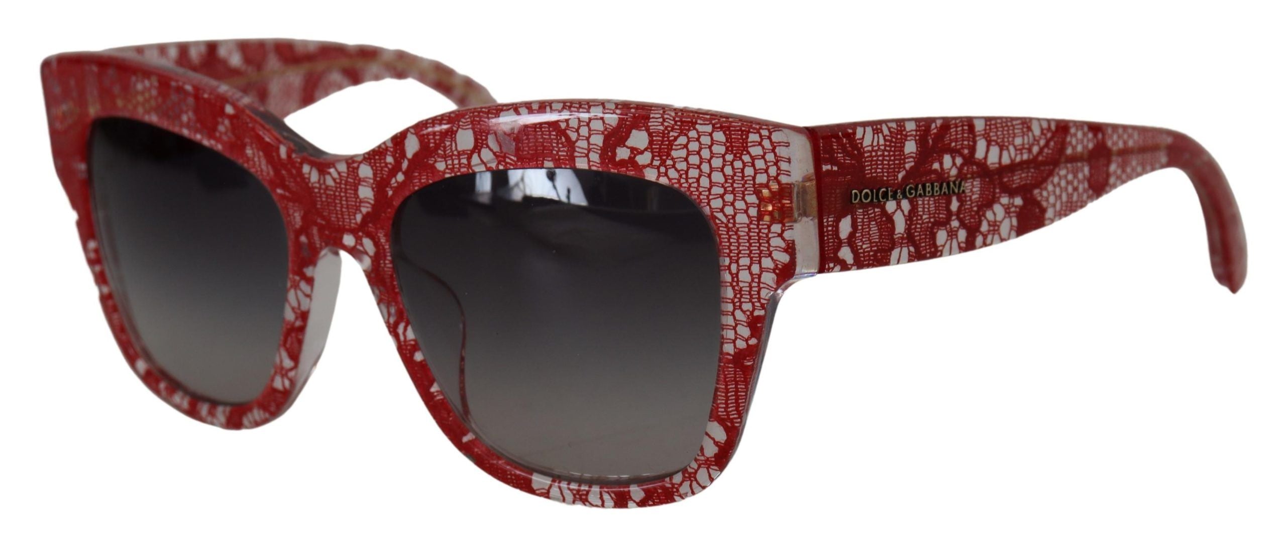 Dolce & Gabbana Red Lace Acetate Rectangle Shades  DG4231F  Sunglasses - Whispers Of Wisdom Clothing