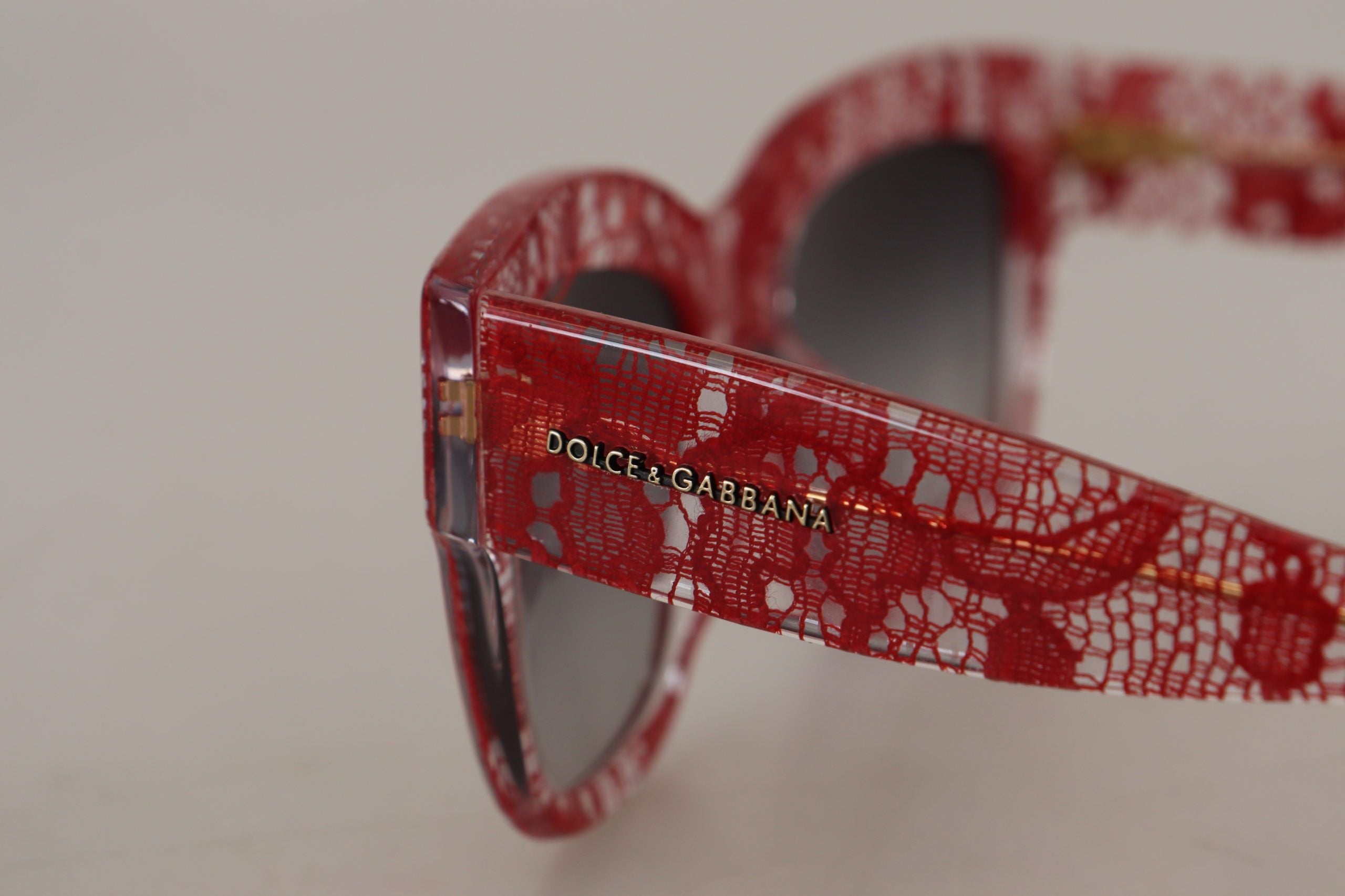 Dolce & Gabbana Red Lace Acetate Rectangle Shades  DG4231F  Sunglasses - Whispers Of Wisdom Clothing