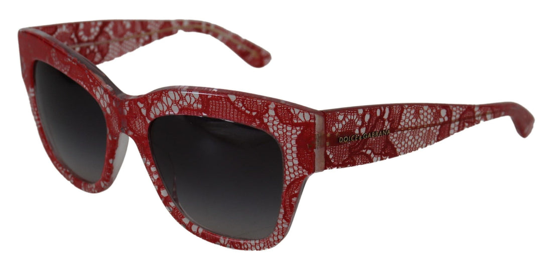 Dolce & Gabbana Red Lace Acetate Rectangle Shades DG4231Sunglasses - Whispers Of Wisdom Clothing