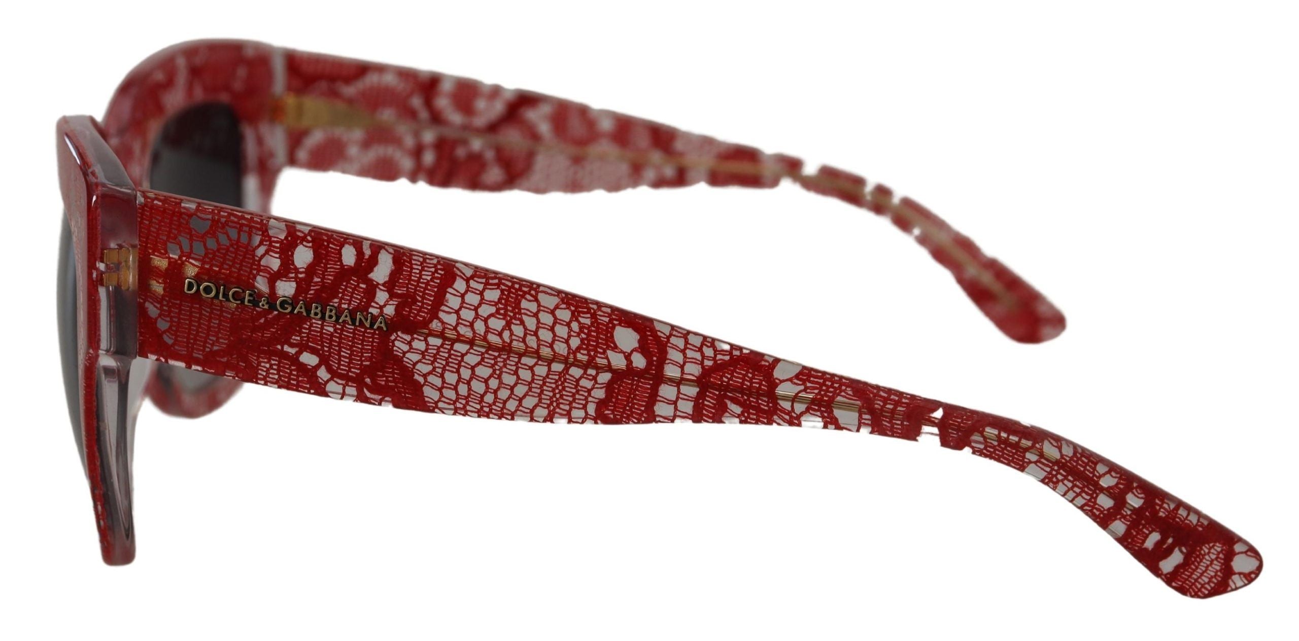 Dolce & Gabbana Red Lace Acetate Rectangle Shades DG4231Sunglasses - Whispers Of Wisdom Clothing