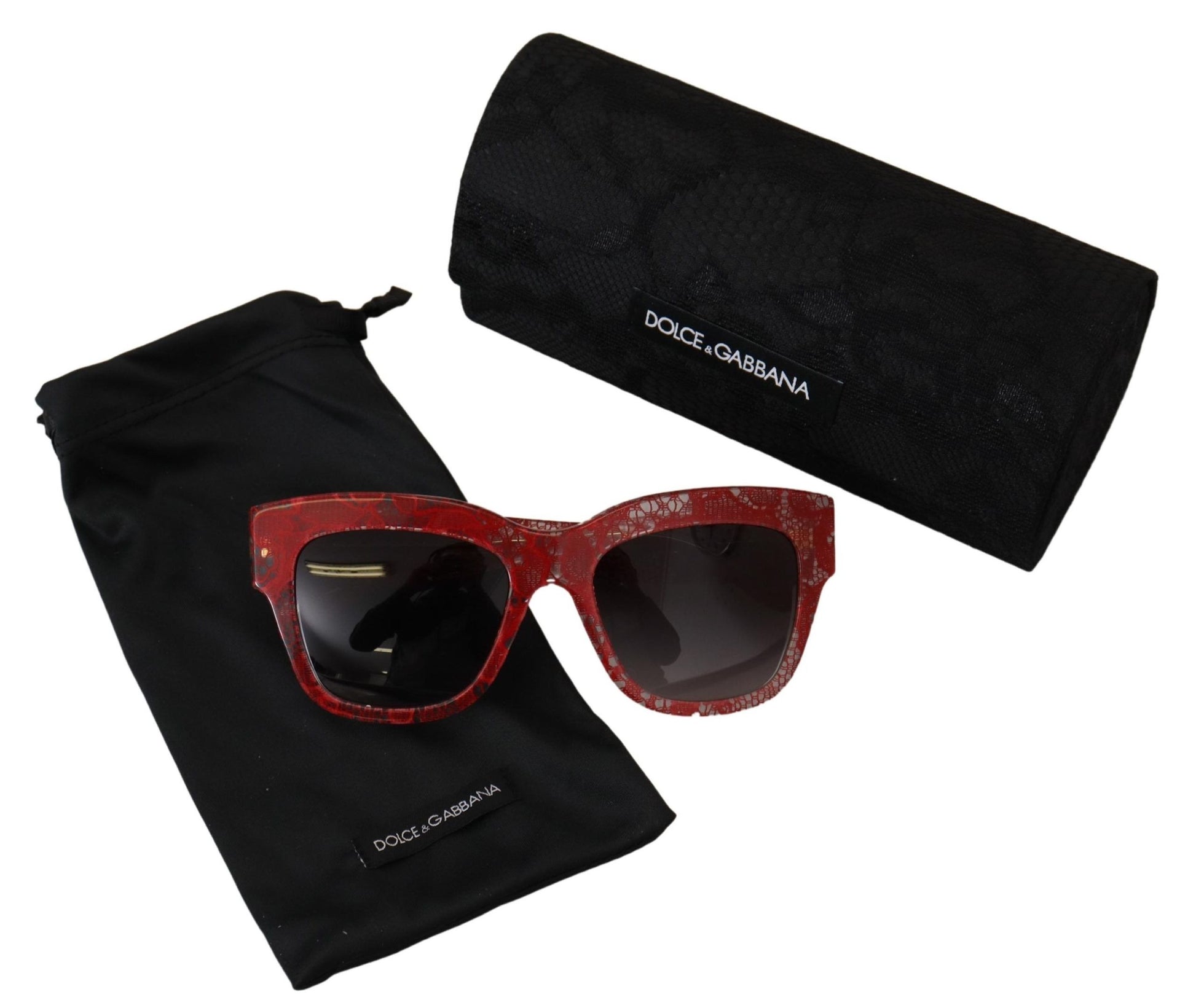 Dolce & Gabbana Red Lace Acetate Rectangle Shades DG4231Sunglasses - Whispers Of Wisdom Clothing