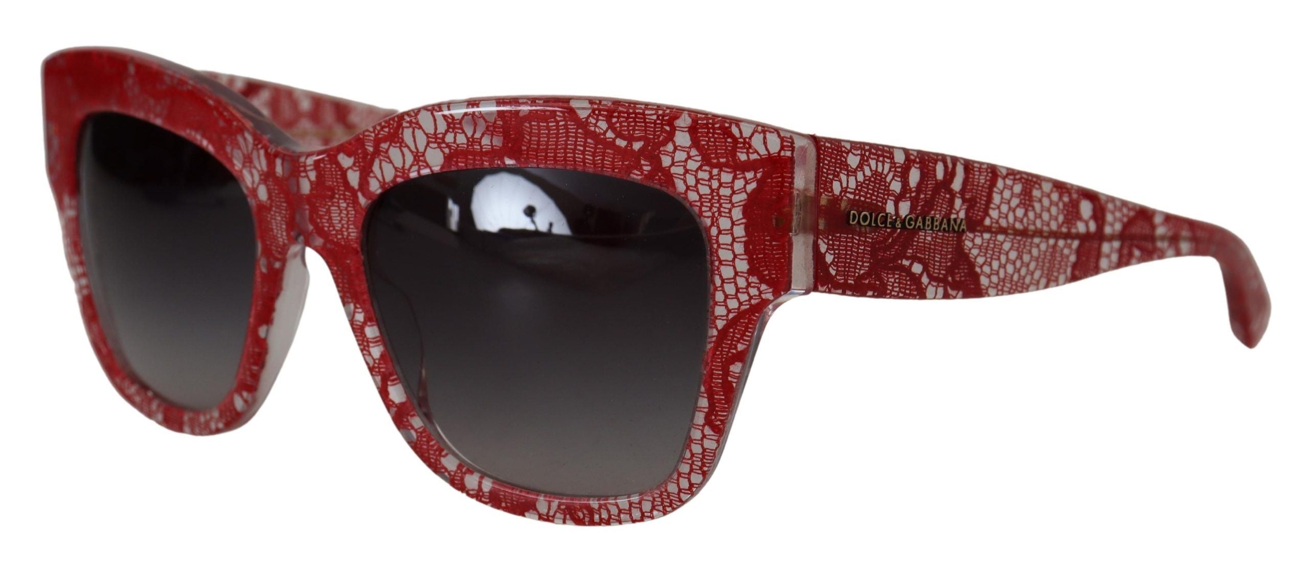 Dolce & Gabbana Red Lace Acetate Rectangle Shades DG4231Sunglasses - Whispers Of Wisdom Clothing